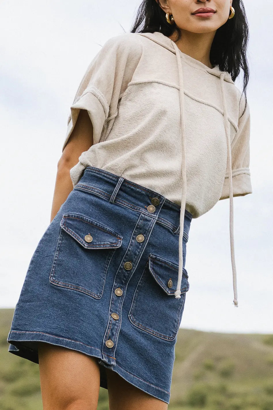Beatrice Denim Mini Skirt for Women - High Waisted Stretch Denim Short Skirt with Pockets | Perfect for Casual Outfits, Summer Wear, and Night Out