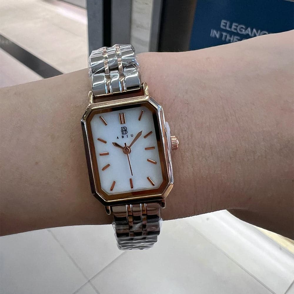 Elegant Abiu Analog Two-Tone Stainless Steel Women's Watch AB 6107 2TR W - Perfect for Office, Business Meetings & Formal Occasions