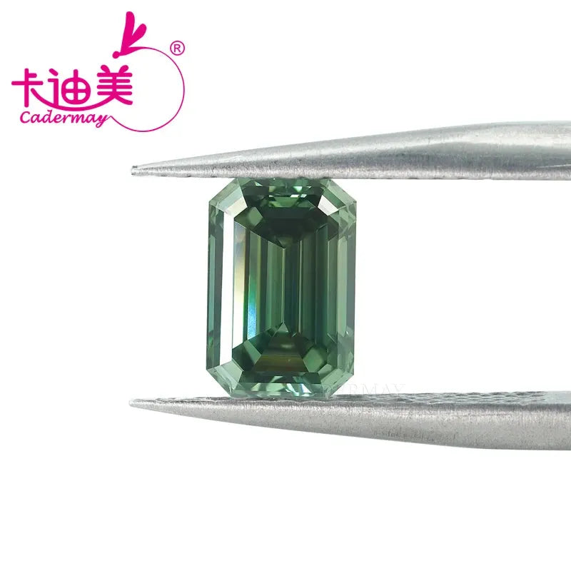 1CT CADERMAY Emerald Cut VVS1 Clarity HPHT Lab-Grown Diamond - Deep Green Loose Stone with Certificate for Jewelry Making | Engagement Rings, Necklaces & Custom Jewelry