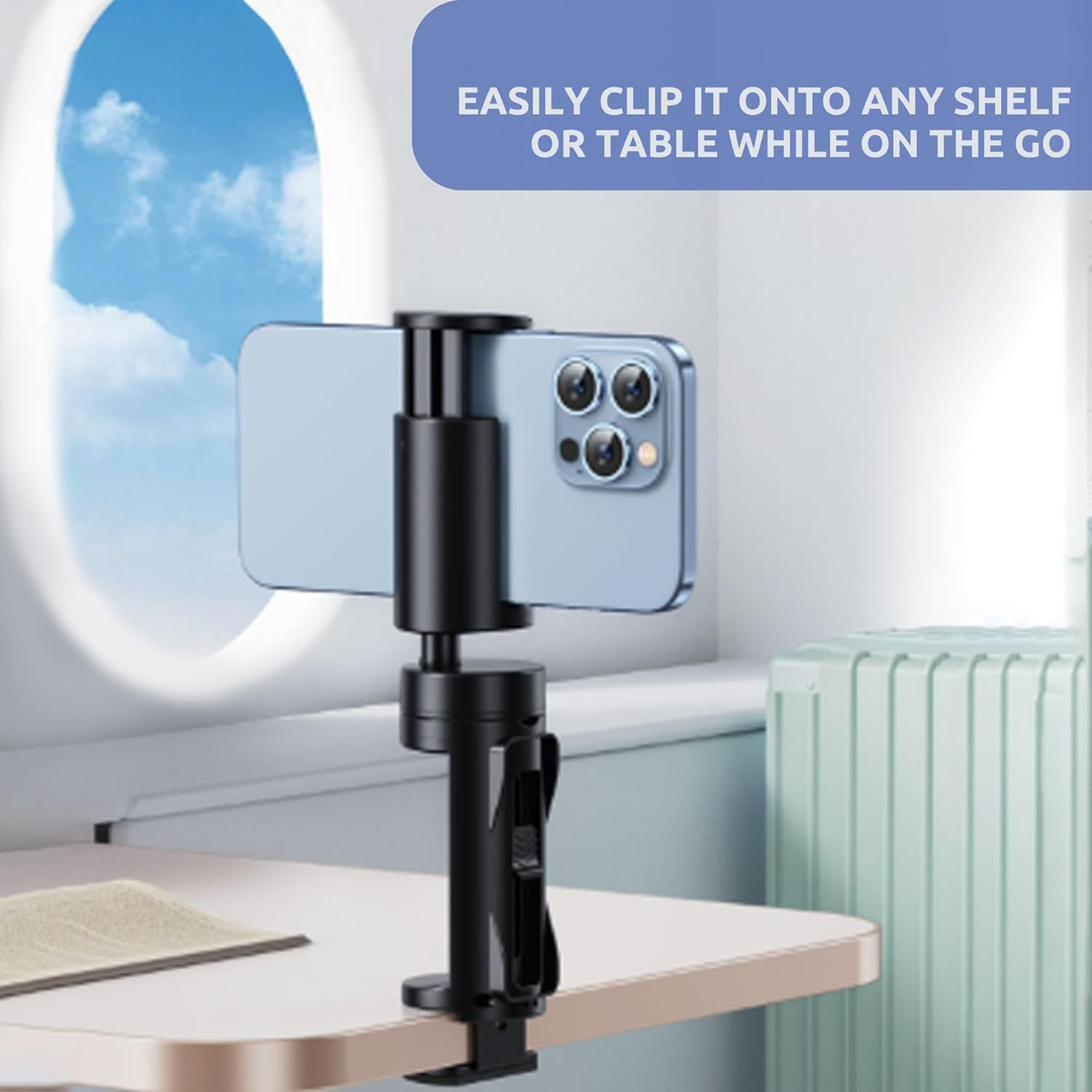 Universal Phone Holder for Airplane, Car & Golf Cart - Hands-Free Stand for iPhone & Samsung - Perfect for Travel, Cruises, Flights & Vacations - Fits Airplane Tables, Car Seats & Desks