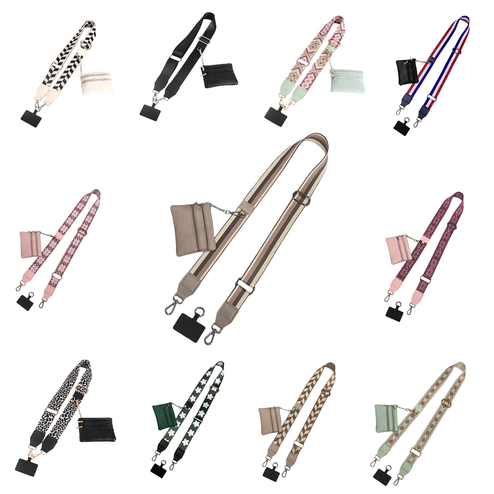 Adjustable Crossbody Phone Lanyard with Zippered Wallet Pouch - Clip and Go Strap for Smartphones - Hands-Free Convenience for Travel, Shopping & Outdoor Activities (Khaki)