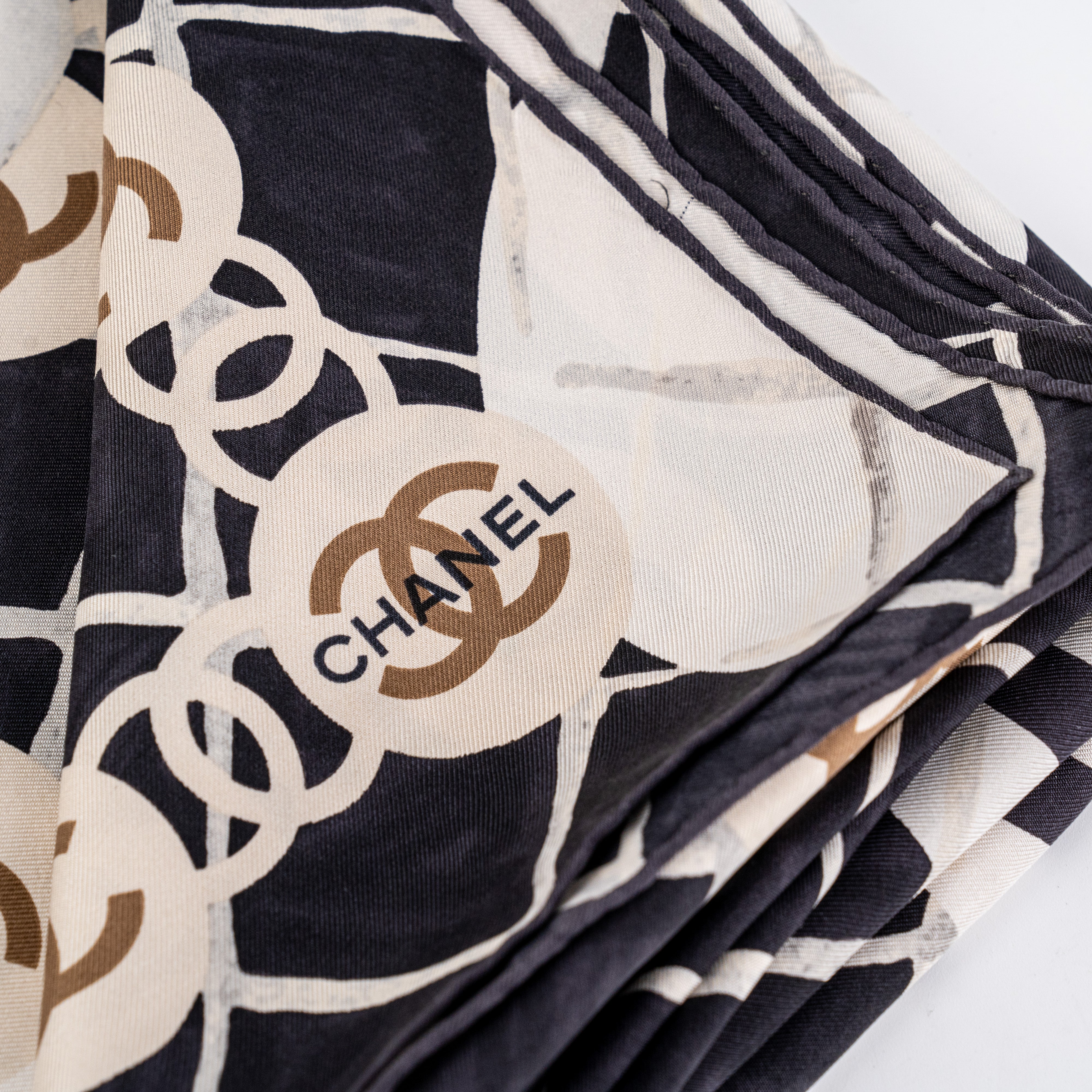 Chanel Silk Scarf for Women - Luxury Black and White Designer Scarf - Perfect for Gifts, Travel, and Fashion Accessories