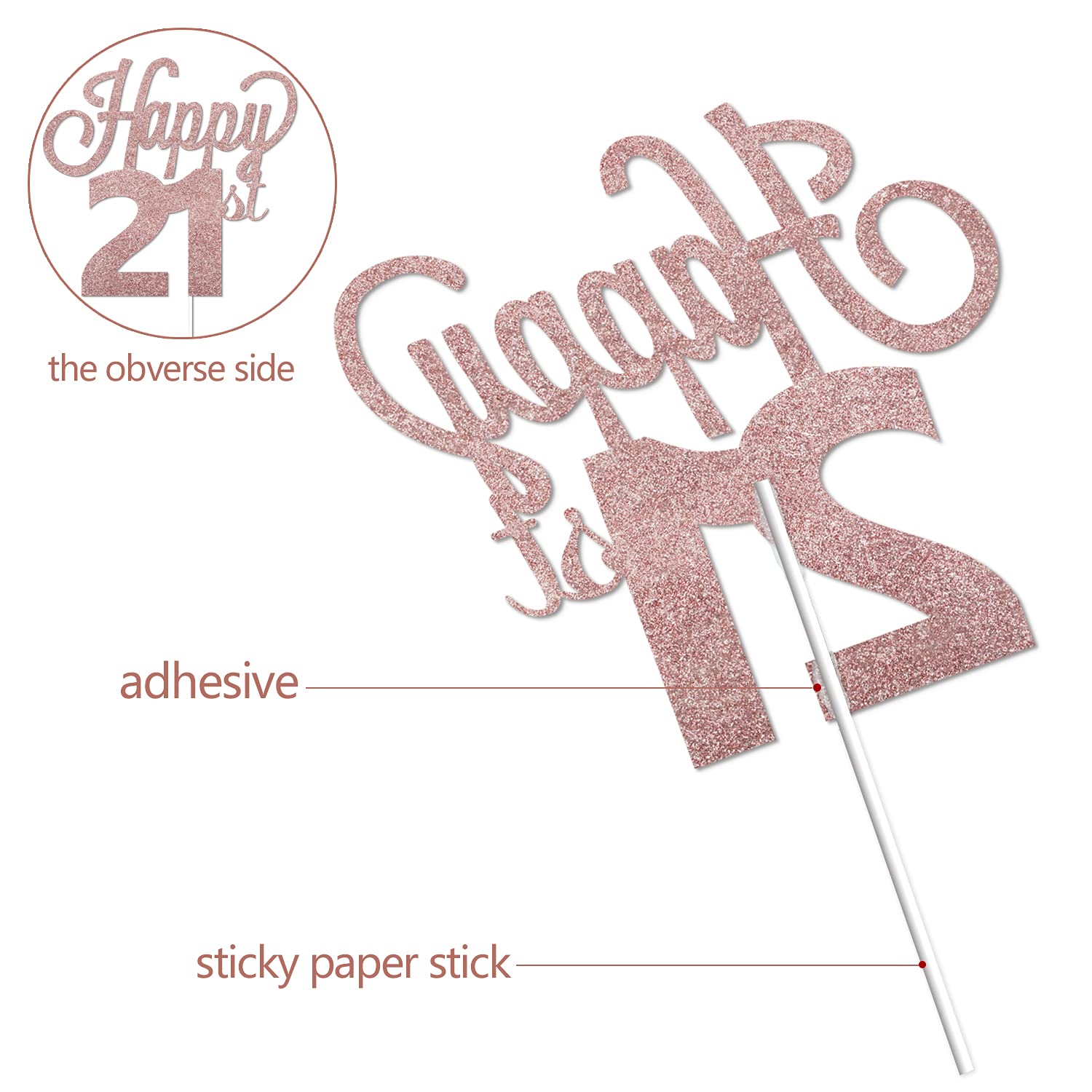 LINGTEER Happy 21st Birthday Cake Topper - Cheers to 21 Years Old Party Decorations for Cake Centerpieces, Signs | Perfect for 21st Birthday Celebrations, Milestone Parties & Adult Birthday Decor