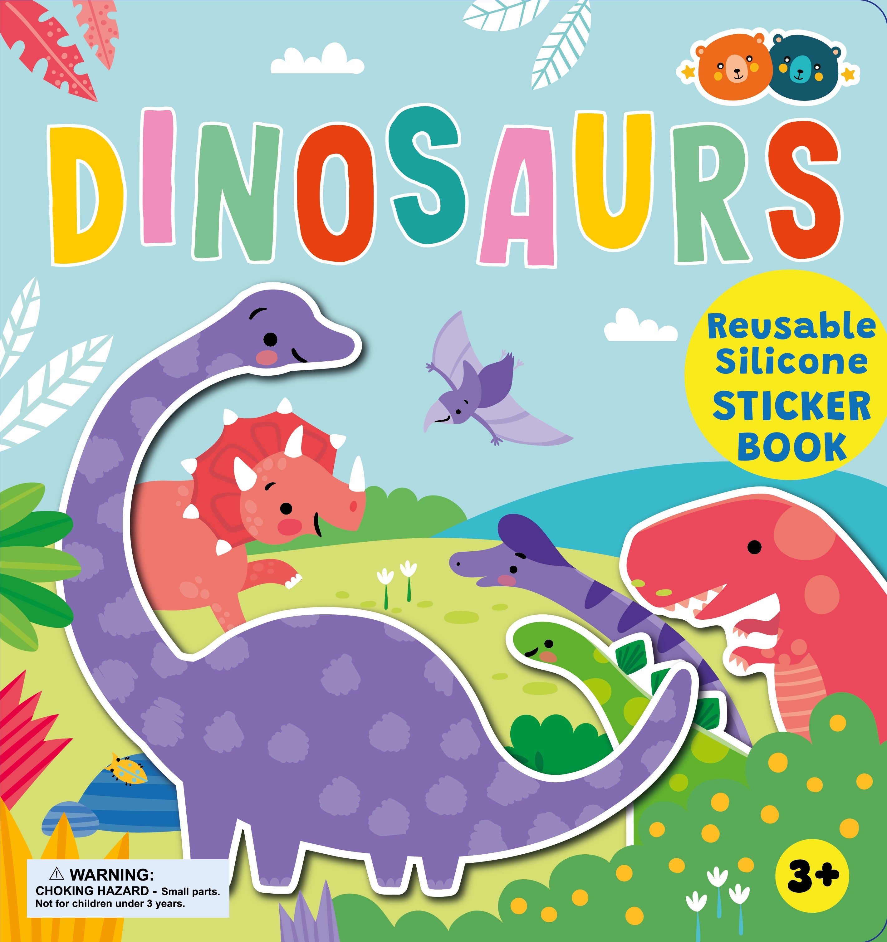 Dinosaur Reusable Silicone Sticker Book for Kids - Fun & Educational Activity for Travel, Home & Classroom Play