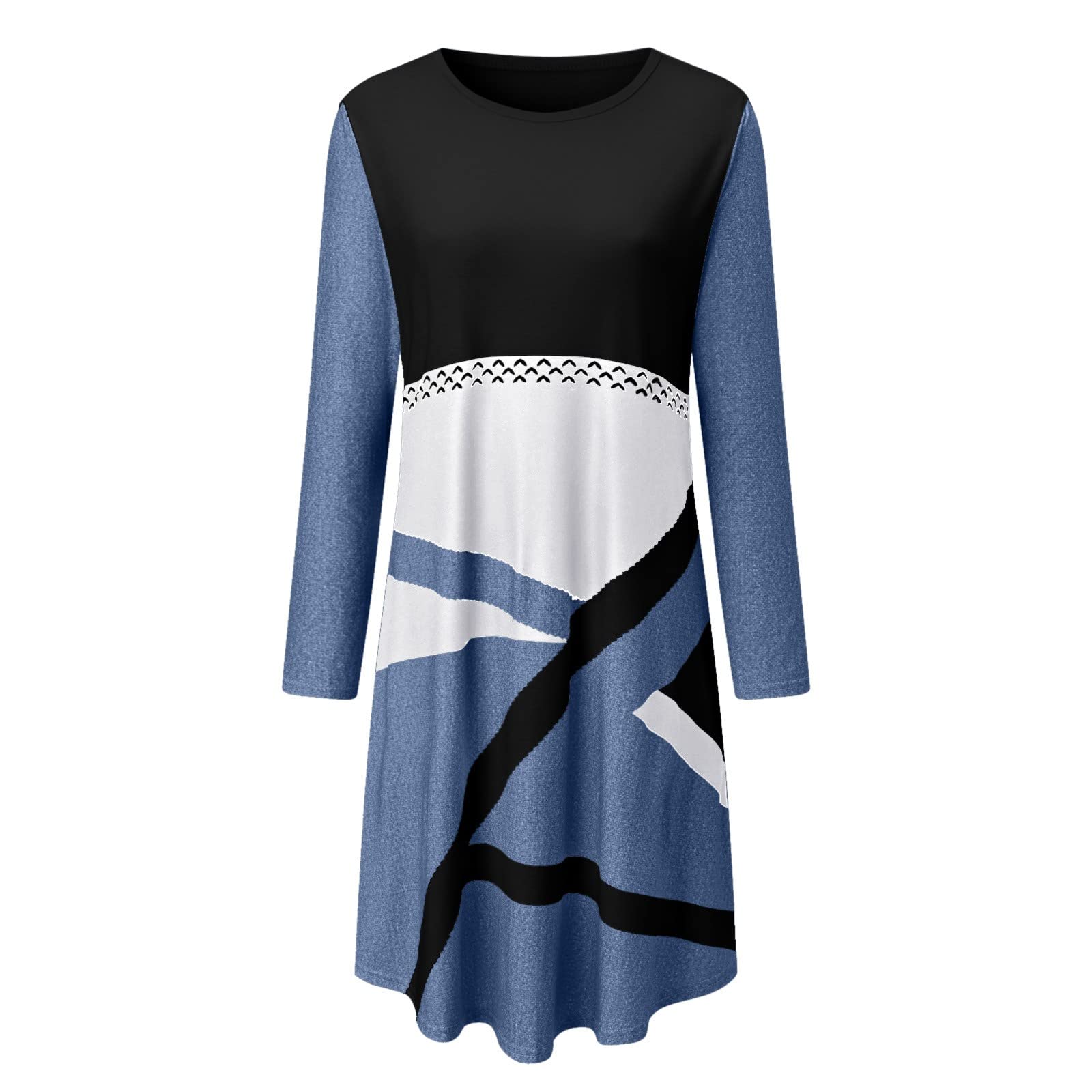 Women's Long Sleeve Floral Print Dress with Pockets - Round Neck Casual Maxi Dress for Everyday Wear, Date Night & Office Outfits