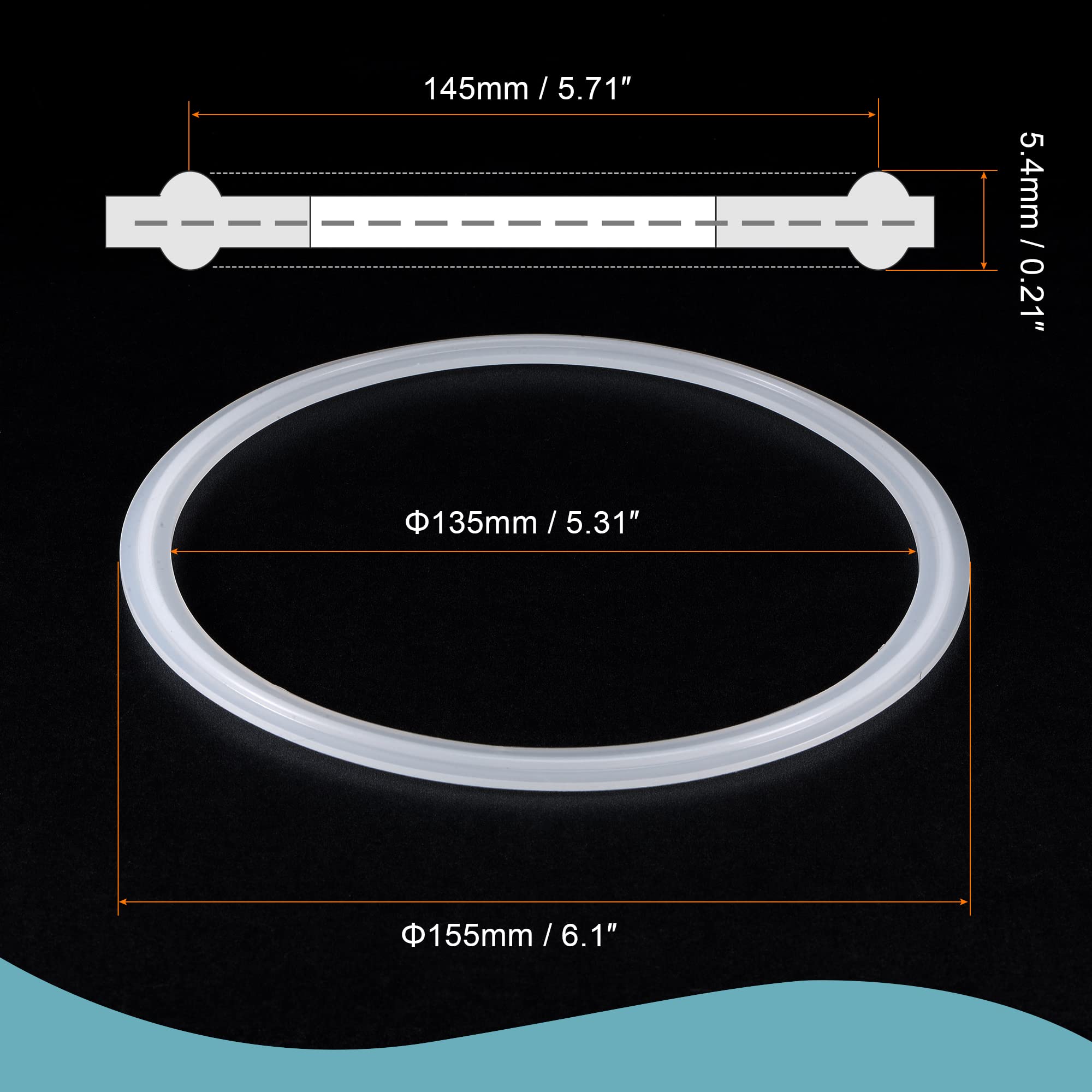 **MECCANIXITY Silicone Rubber Gasket - 155mm OD White Industrial Flange O-Ring - Compatible with 5.5 Inch Clamp - High-Temperature & Chemical Resistant for Plumbing, Automotive & HVAC Applications**