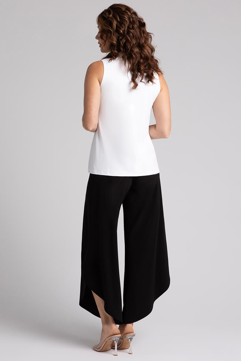 Deep V Neck Trapeze Tank Top for Women - Soft Stretchy White Blouse - Perfect for Summer, Yoga, and Casual Outfits