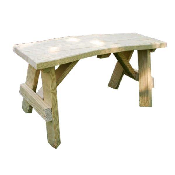 Natural Treated Pine Outdoor Curved Garden Bench - Rustic Wooden Seating for Patio, Lawn, Backyard & Park - Weather-Resistant & Durable