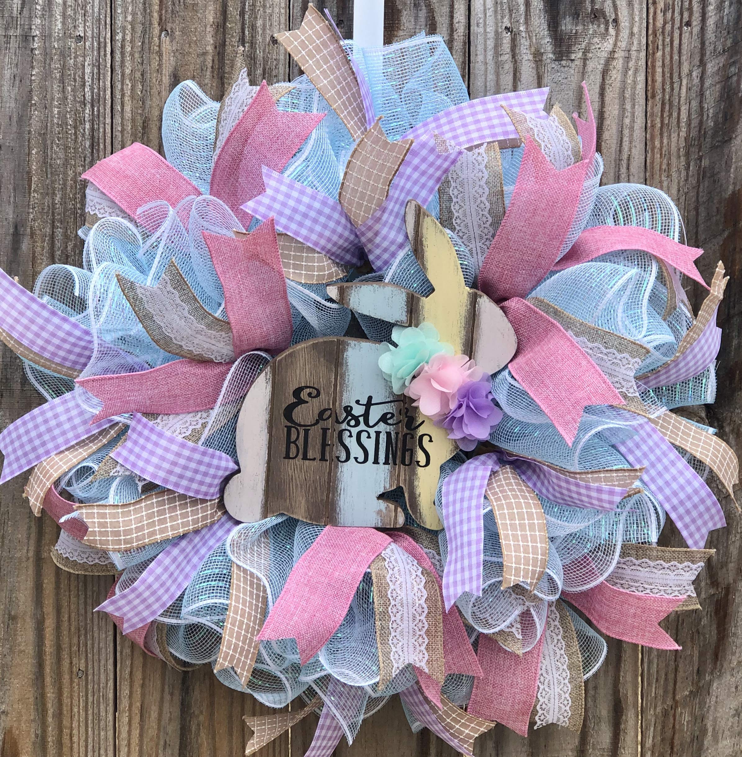 Easter Blessings Spring Wreath - Handmade Floral Door Hanger Decor for Home & Wall - Free Shipping - Perfect for Easter Decorations & Spring Home Decor