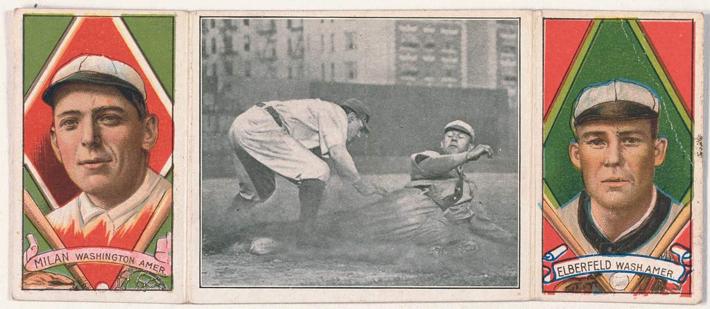Vintage Clyde Milan & N. Elberfeld Washington Nationals Baseball Card Portrait Canvas Wall Art - 20x30 Inch Baseball Decor for Man Cave, Sports Bar, or Fan Room