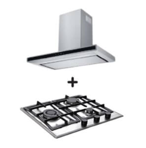 Ellane EH 2880 90cm Touch Control Stainless Steel Range Hood with Ellane EB 248SV 3 Burner Gas Cooktop - Modern Kitchen Ventilation & Cooking Solution for Home Chefs