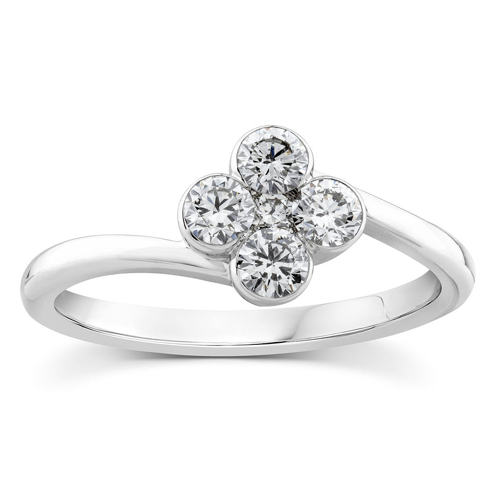 10-Piece Set White Gold Luminesce Lab-Grown 1/2 Carat Flower-Shaped Diamond Ring for Women - Elegant Wedding, Anniversary, Engagement Jewelry Gift