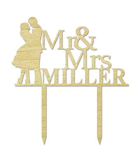Custom Rustic Mr & Mrs Wedding Cake Topper - Personalized Name Cake Decoration (5-6 Inches Wide) for Wedding Cakes, Anniversary Cakes & Special Occasions