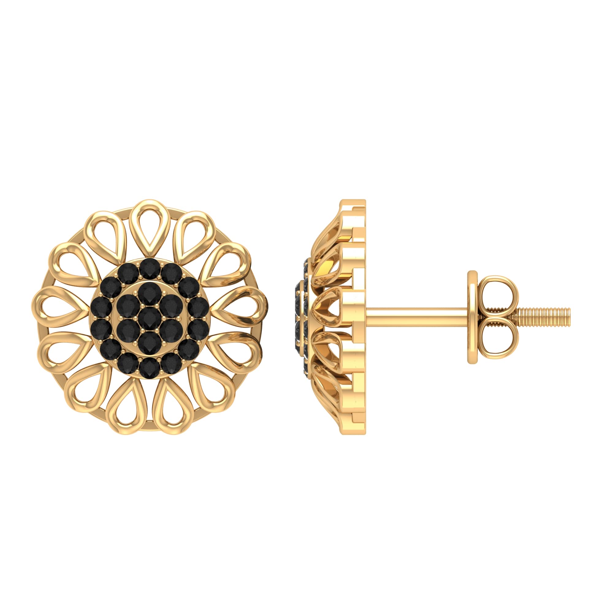 1/4 CT Round Black Onyx Stud Earrings for Women - 14K Solid Gold December Birthstone Jewelry - Classic Elegant Gift for Her - Perfect for Parties, Weddings & Everyday Wear