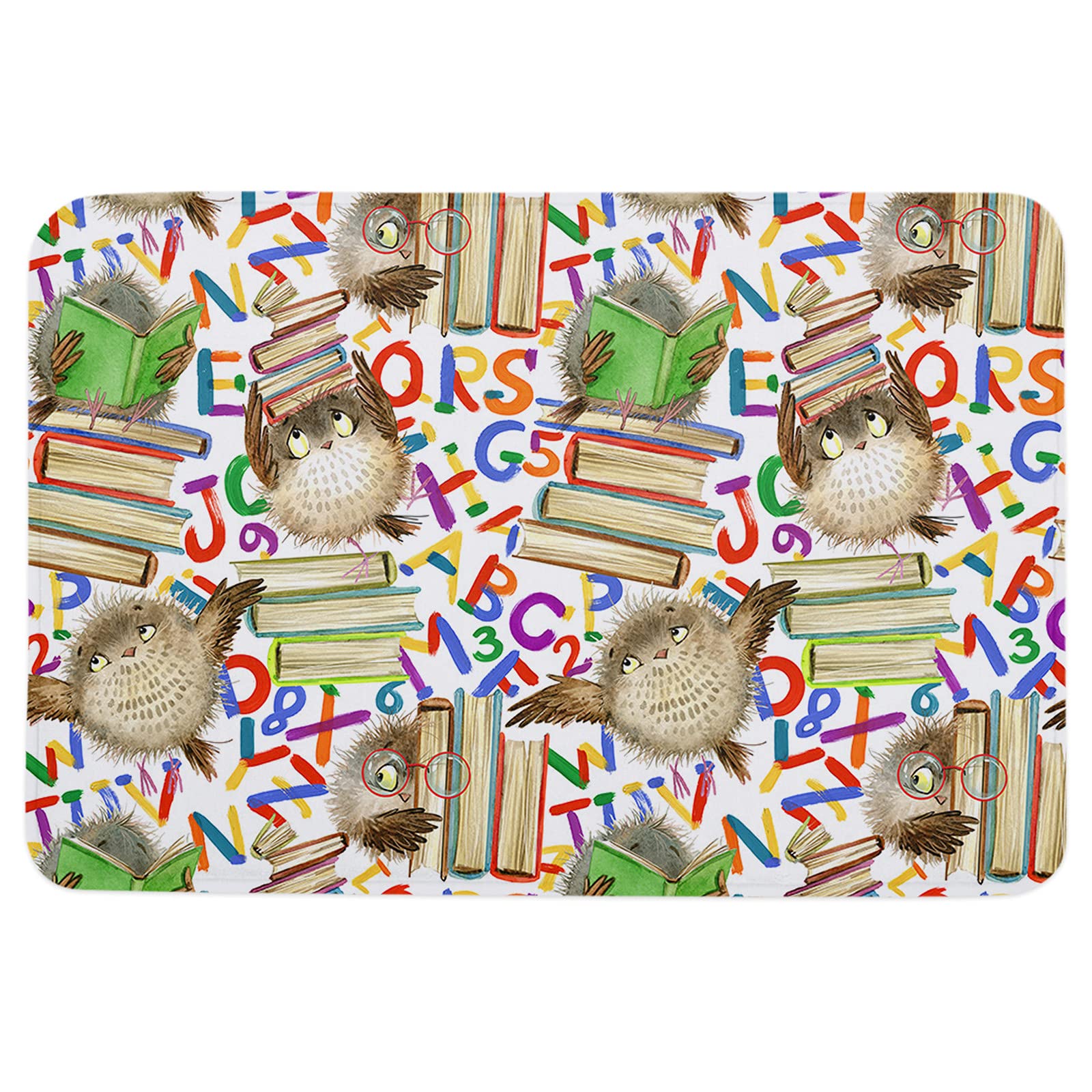 **Non-Slip Diatomaceous Earth Bath Mat - Quick Dry Cartoon Owl Design, 24x36 Inch, Absorbent Bathroom Rug for Tub, Shower & Kitchen Floor - Perfect for Back to School & Home Decor**