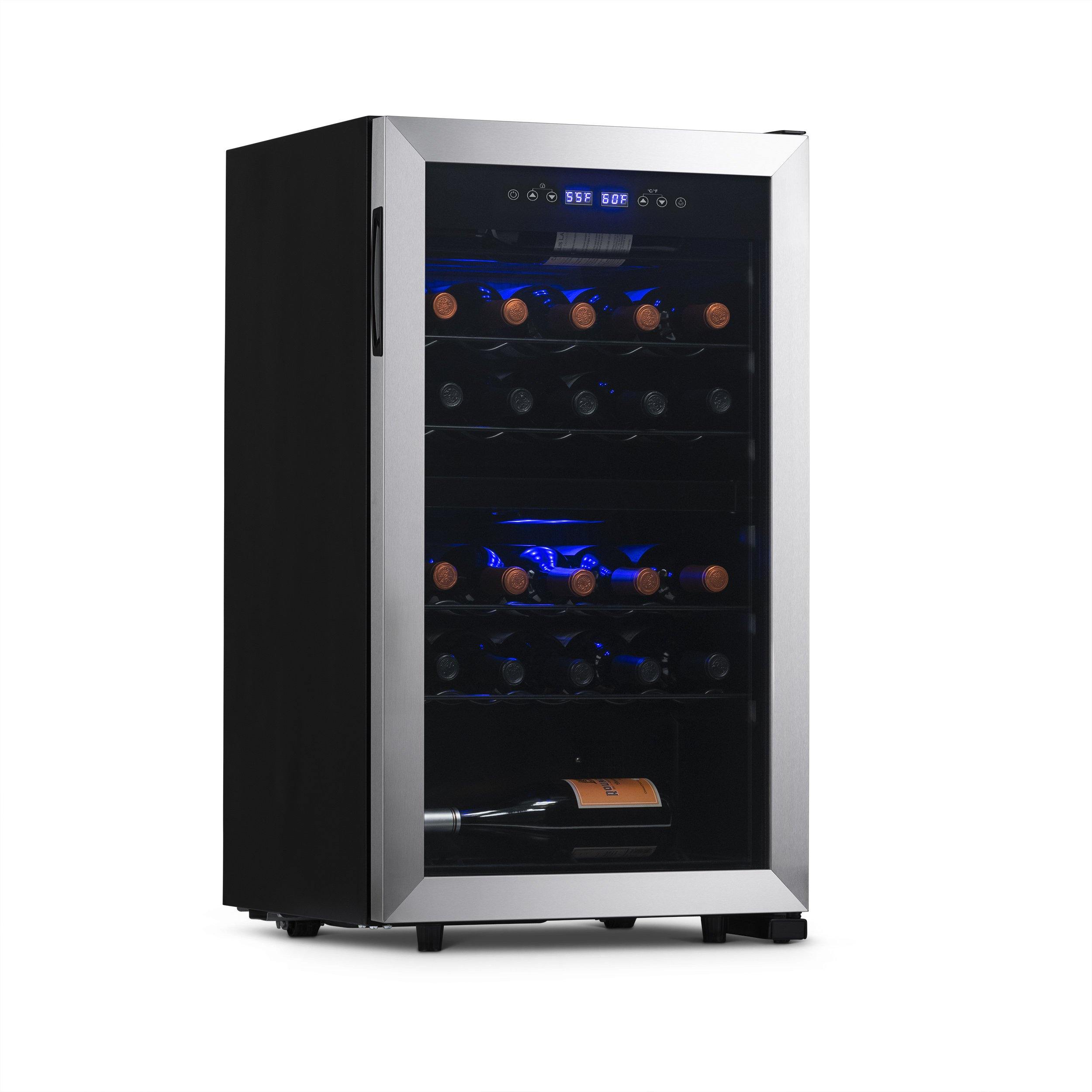 Newair® 28 Bottle 18.9 Stainless Steel Freestanding Dual Zone Wine Cooler Refrigerator - Perfect for Home Bars, Restaurants, and Wine Cellars