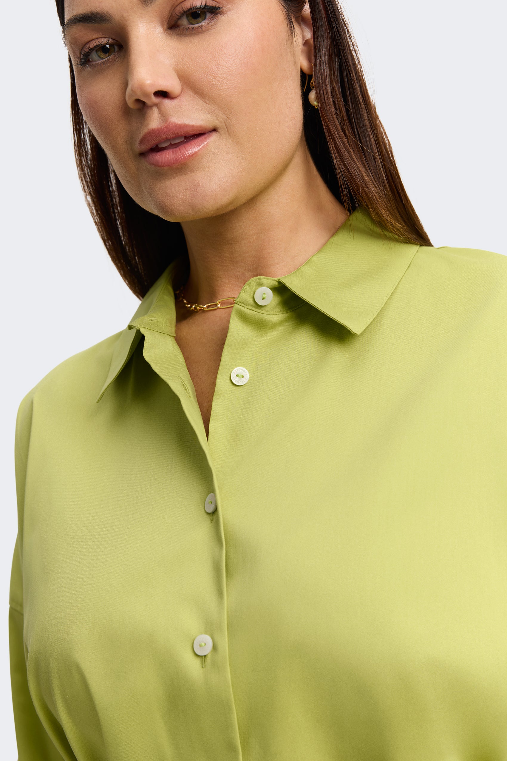 Avery Plus Stretch Matte Sateen No Iron 3/4 Sleeve Shirt for Women - Wrinkle-Free Comfort Fit Blouse for Office, Business & Casual Wear