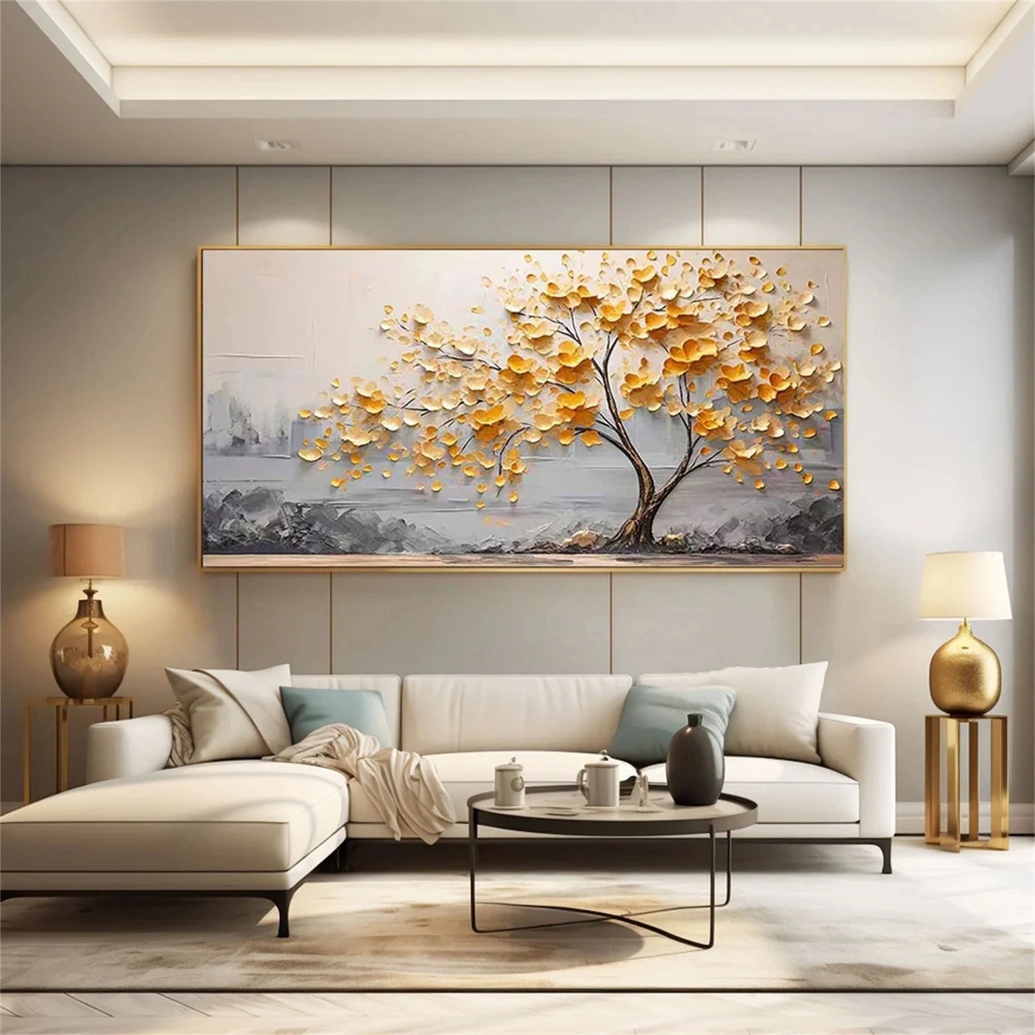 Flower and Tree Painting #FT123 - Handmade Canvas Art for Home Decor, Office, and Living Room Wall