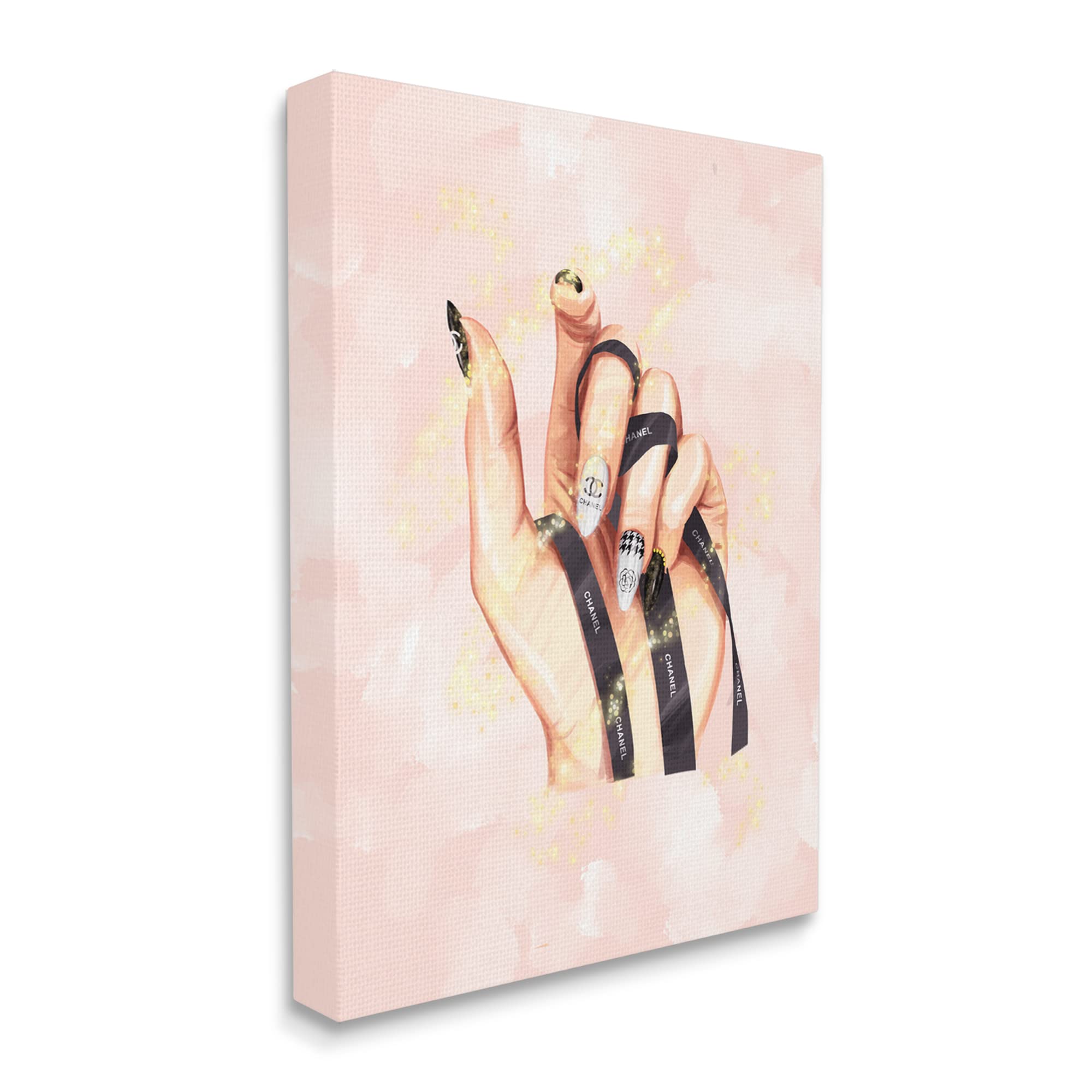 Stupell Industries Glam Nail Polish Hand Fashion Style Stars Wall Art - Modern Home Decor for Bedroom, Living Room & Salon | Designed by Ziwei Li