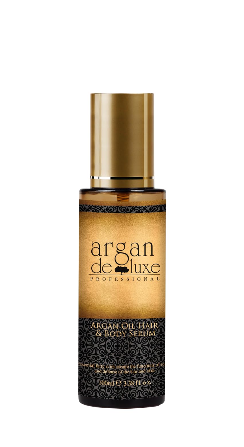 Argan Deluxe Hair Care Set - 5 Piece Kit with Organic Moroccan Oil, Nourishing Mask, Shampoo, Conditioner & Hairspray for Dry, Damaged Hair | Salon Quality Treatment at Home