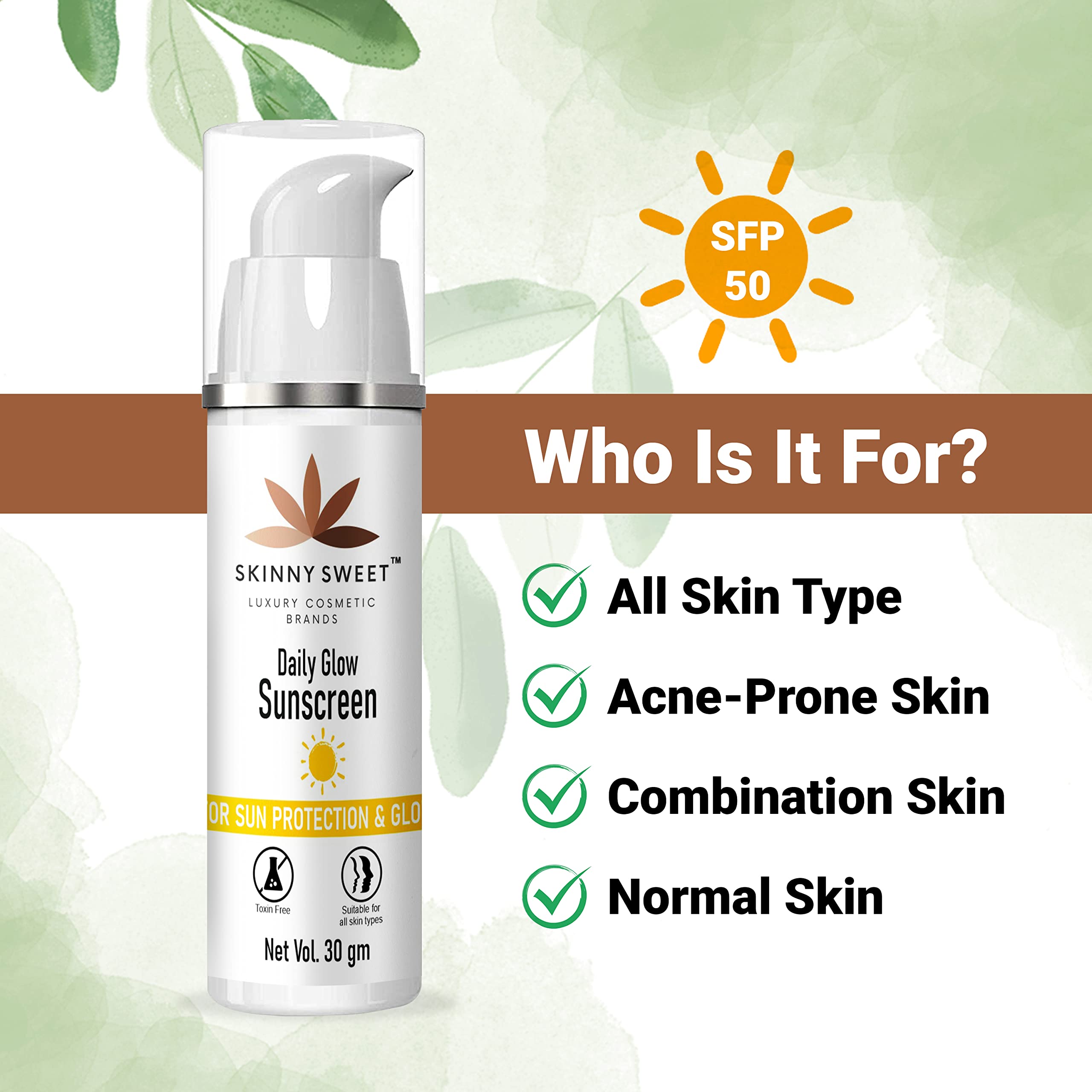 Vitamin C Face Wash & SPF 50 Sunscreen for Glowing Skin - UVA/UVB Protection, Brightening & Hydrating - Perfect for Daily Skincare & Sun Protection