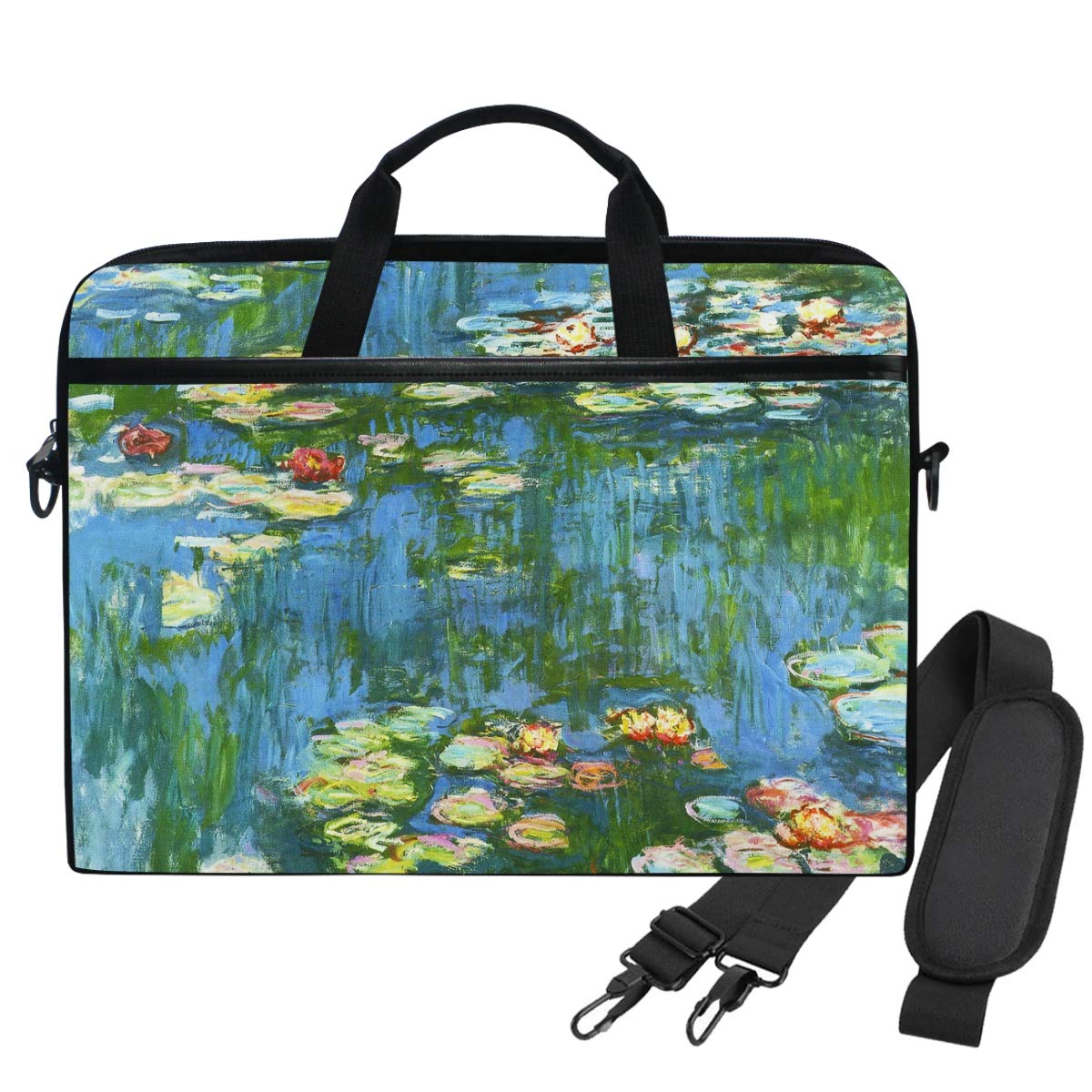WIHVE Monet Water Lilies Willow Laptop Messenger Bag - 13-14 Inch Laptop Sleeve Case for MacBook Air/Pro, Business Briefcase & Travel - Perfect for Work, School & Commuting