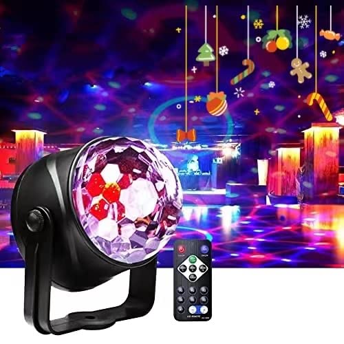 Disco Ball Lights - 7 Color Sound Activated DJ Party Lights for Christmas & Birthday Celebrations