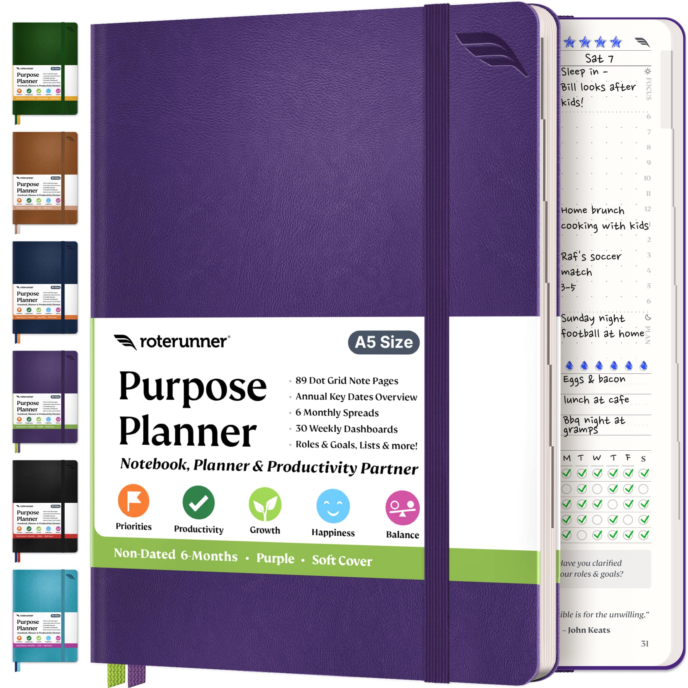 Roterunner A5 Productivity Planner Notebook 5.8