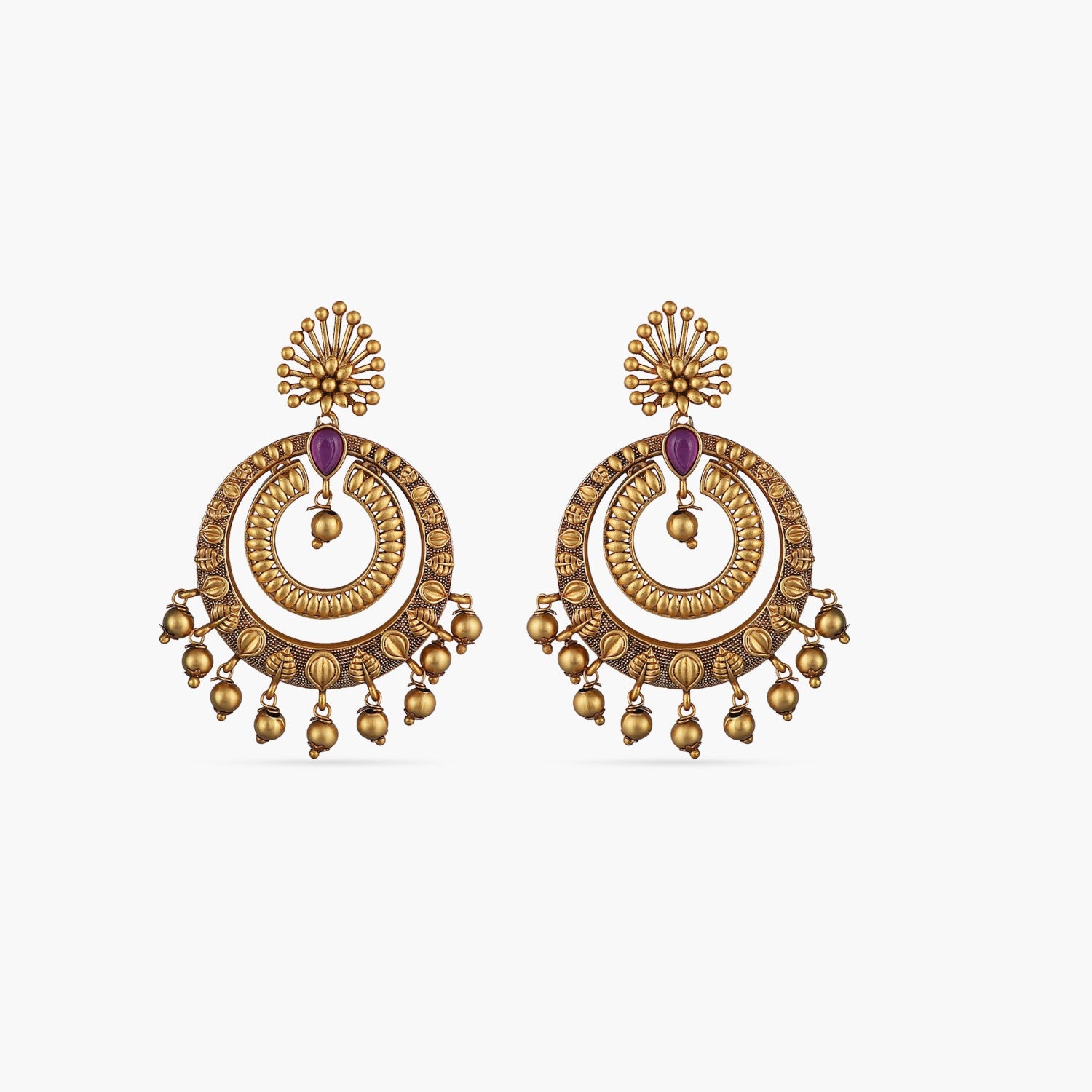 Kalpa Antique Chandbali Earrings - Traditional Indian Jewelry for Women - Perfect for Weddings, Parties & Ethnic Fashion