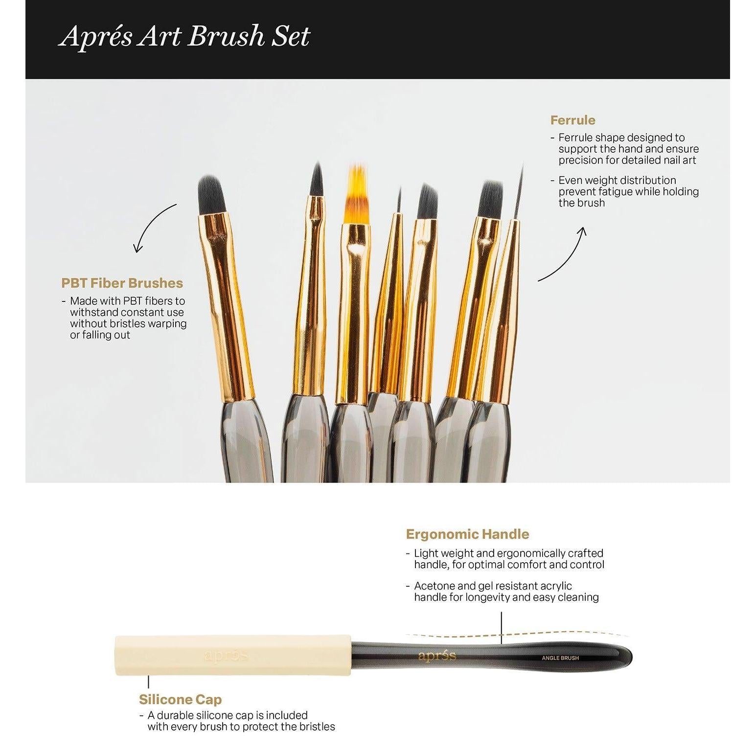 Apres Art Brush Set - 7 Piece Professional Paint Brushes for Acrylic, Watercolor & Oil Painting - Perfect for Artists, Beginners & DIY Craft Projects