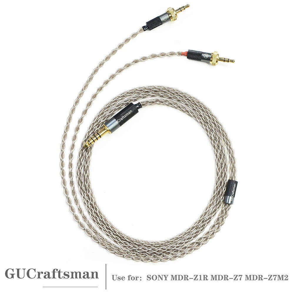 Premium GUCraftsman 6N Silver Headphone Cable for Sony - 2.5mm/4.4mm Balanced Audio Upgrade - Perfect for Audiophiles & Studio Monitoring