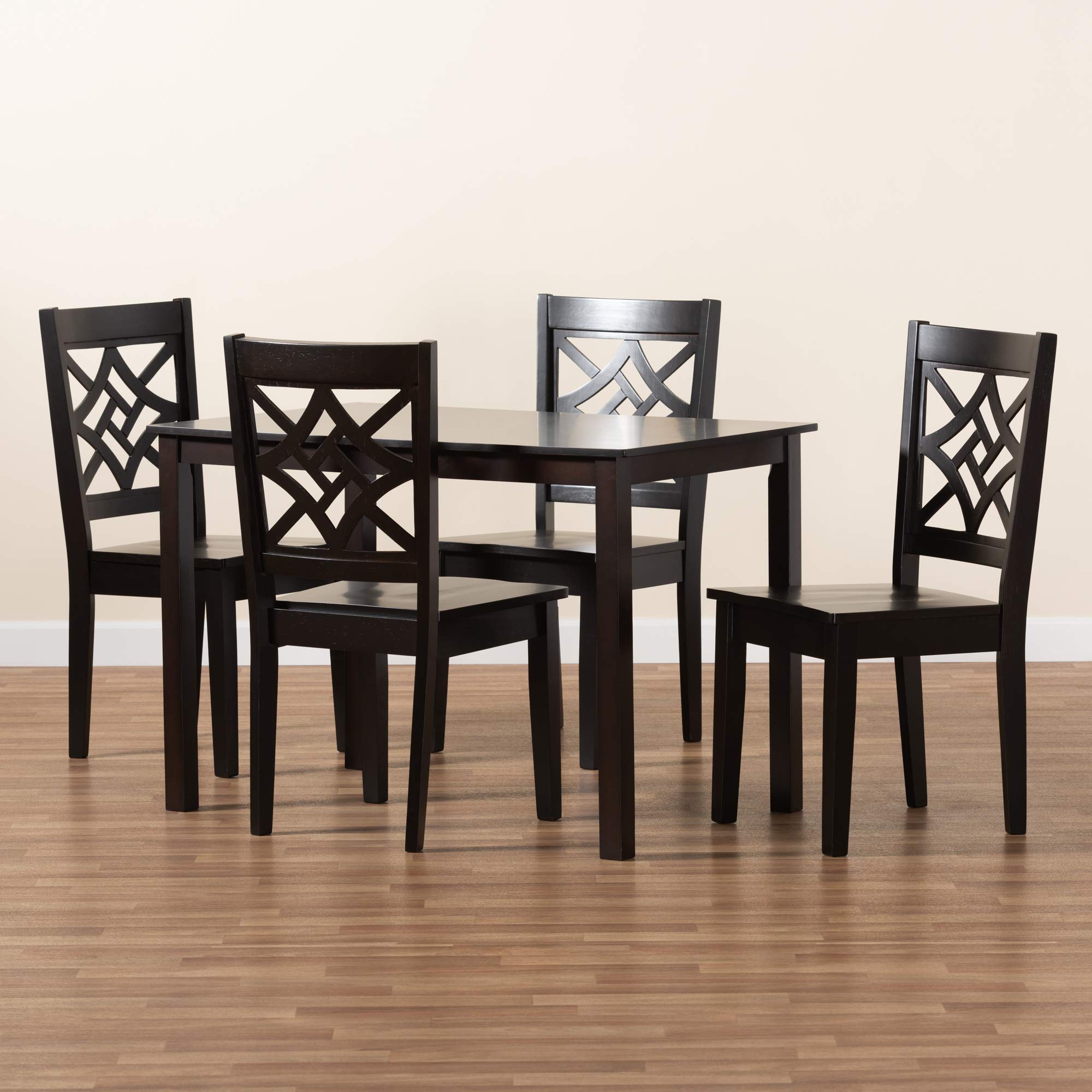 Baxton Studio Nicolette 5-Piece Dark Brown Wood Dining Set - Perfect for Small Spaces & Modern Kitchens