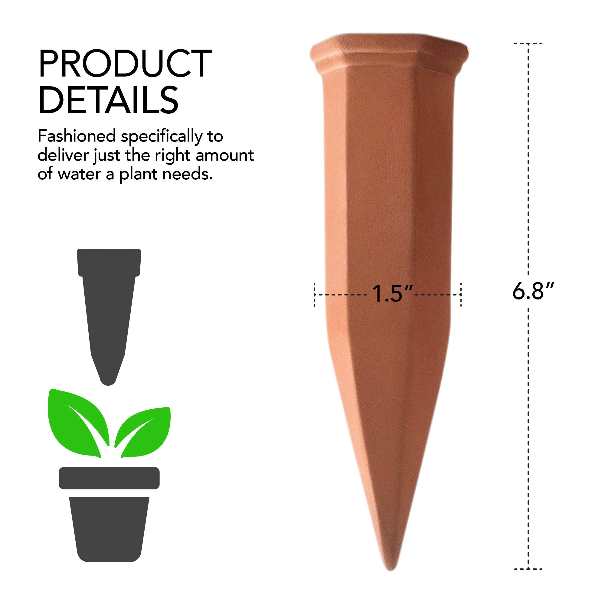 4-Pack Terracotta Plant Self-Watering Stakes for Indoor & Outdoor Plants - Automatic Irrigation System with Recycled Wine Bottles - Perfect for Home, Vacation, and Office Use