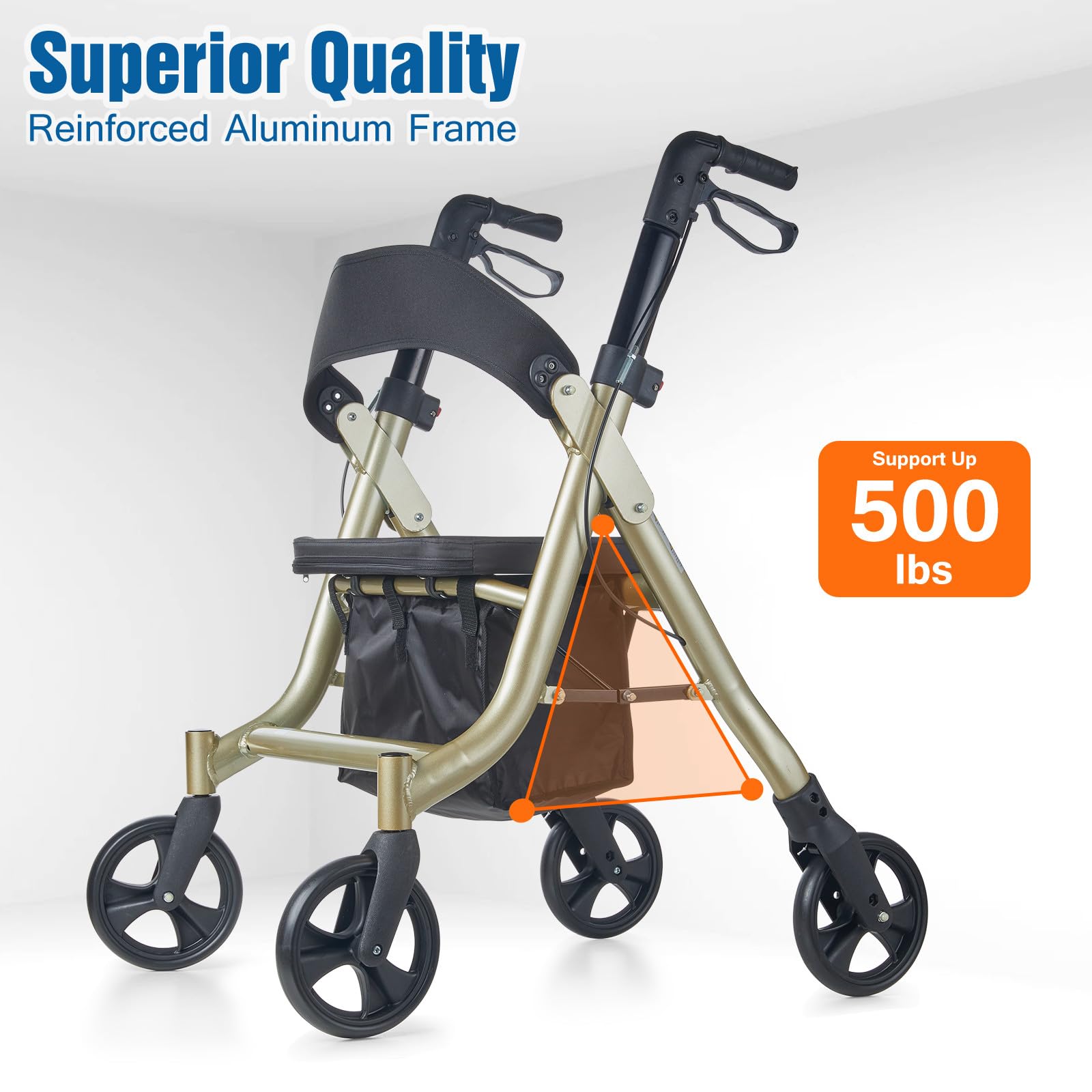**Foldable Bariatric Rollator Walker for Seniors & Adults - 8