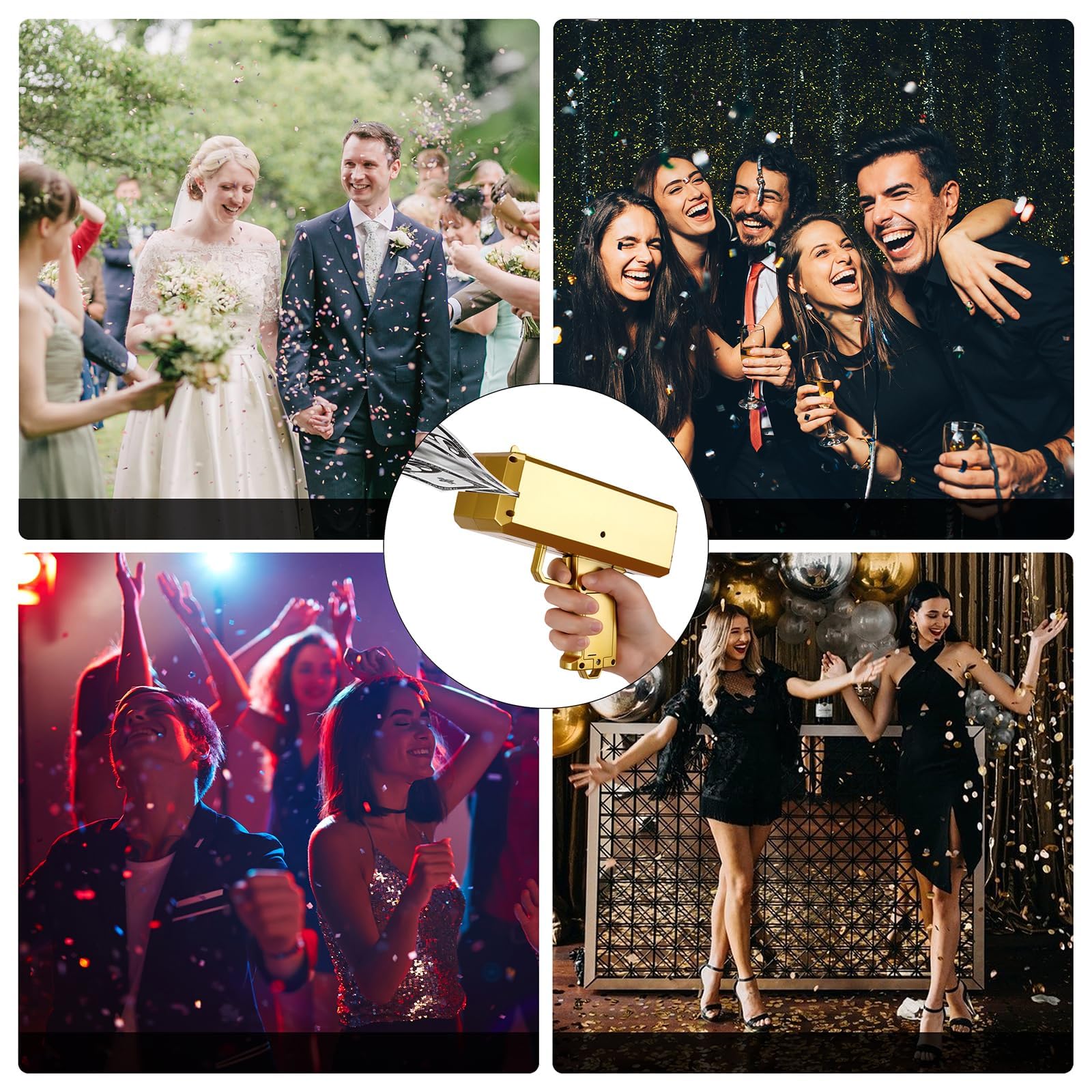 Realistic Prop Gold Money Shooter Gun - Fake Cash Gun, Money Thrower for Parties & Events | Wedding, Birthday, Christmas Celebration Accessory | Fun Money Scattering Toy for Festive Occasions