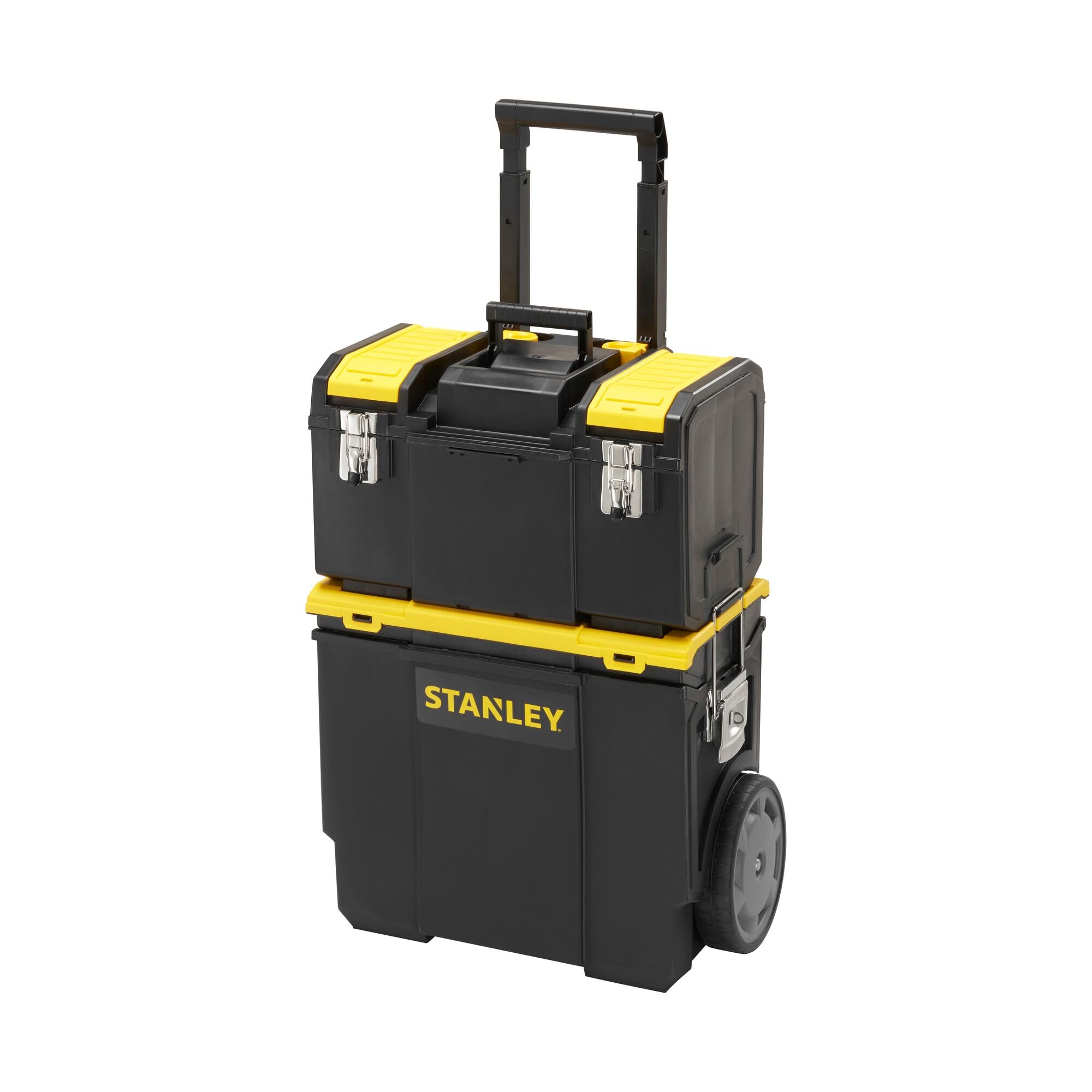 STANLEY 3-in-1 Rolling Tool Box with Detachable Tote Tray & Pull Handle - Heavy Duty Mobile Work Center Organizer for Tools, DIY Projects & Job Sites - Perfect for Construction, Home Improvement & Garage Storage