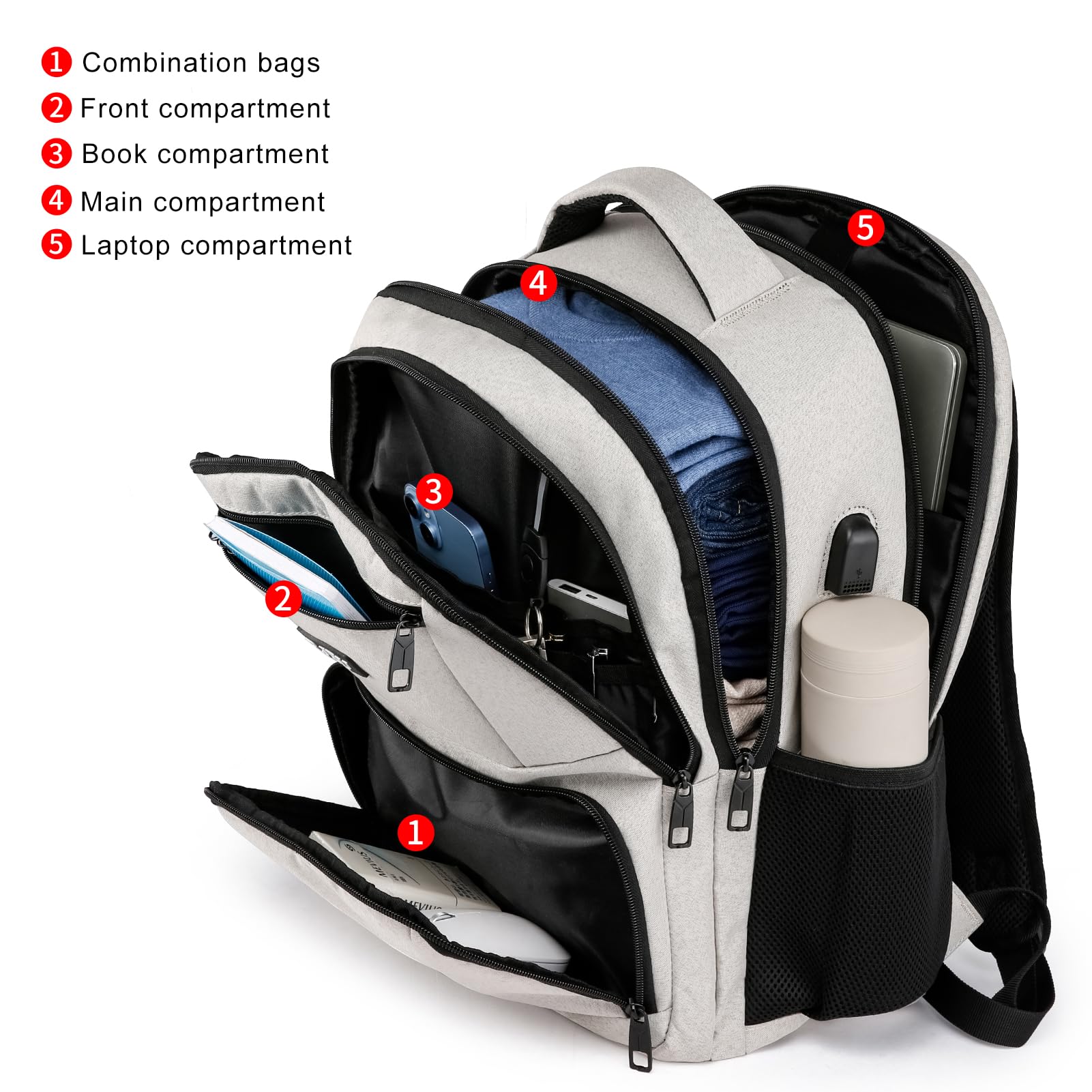Stylish Women's Backpack for School, College & Travel - 15.6 Inch Laptop Sleeve, 3 Compartments & Ergonomic Straps - Perfect for Students, Commuters & Daily Use (Beige)