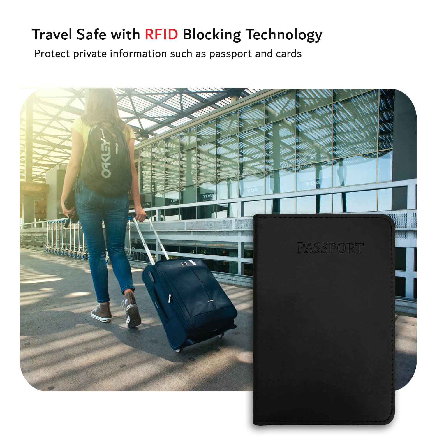 Premium Genuine Leather RFID Blocking Passport Holder - Slim Travel Wallet Cover with ID Card Slot for Men & Women | Perfect for International Travel, Business Trips & Vacation (Black)