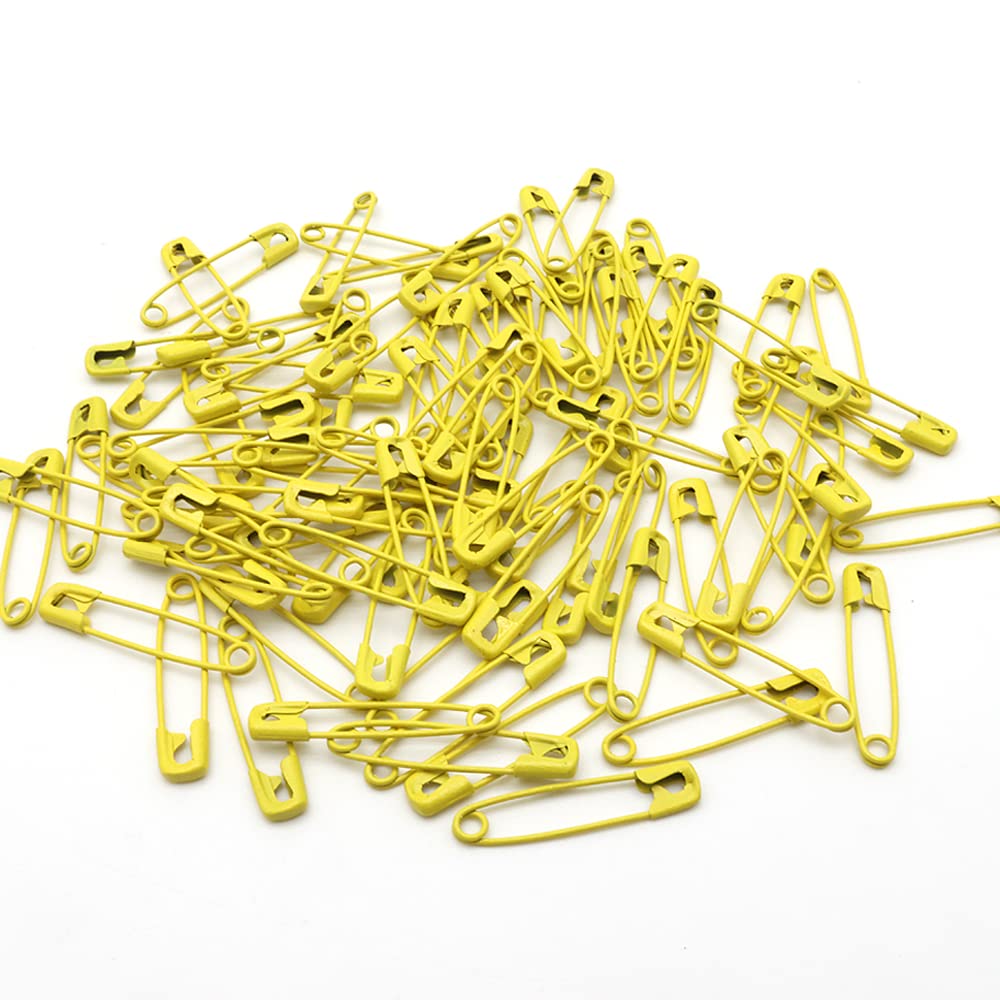 200Pcs 32mm/1.25 Inch Small Safety Pins Bulk - Yellow Sewing Pins for Clothes, Jewelry Making, Arts & Crafts | Perfect for DIY Projects, Fabric Fastening & Emergency Clothing Repairs