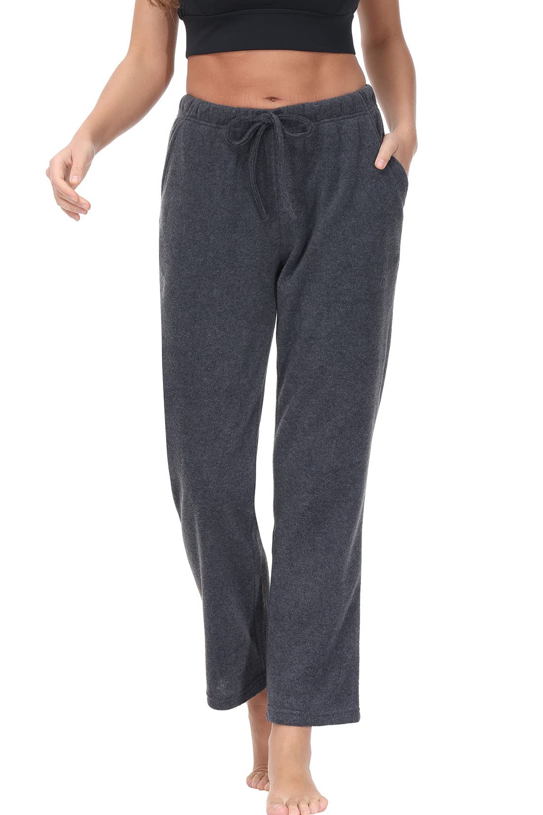 COZZIPLUS Women's Lightweight Polar Fleece Lounge Sweatpants - Straight Leg Fleece Pajama Pants with Pockets for Winter Comfort & Home Relaxation | Perfect for Lounging, Sleeping & Casual Wear