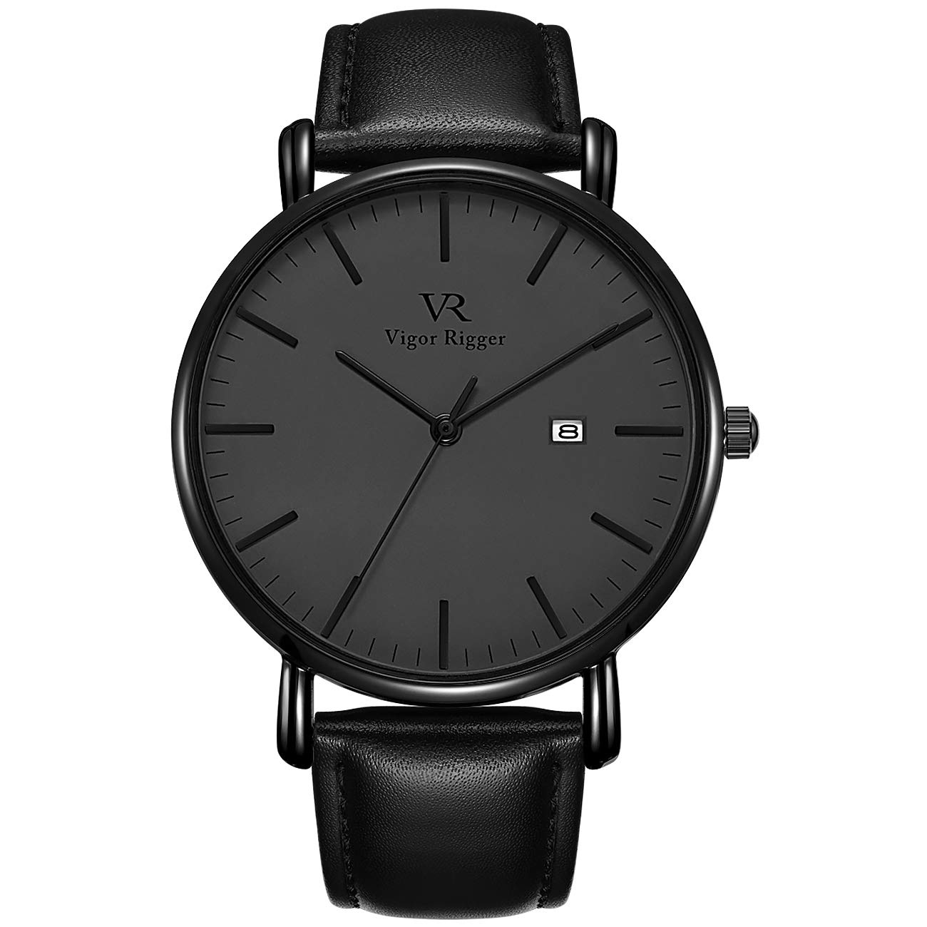 Vigor Rigger Men's Watch - Slim Minimalist Quartz Watch with Genuine Leather Strap - Perfect for Business, Casual & Everyday Wear