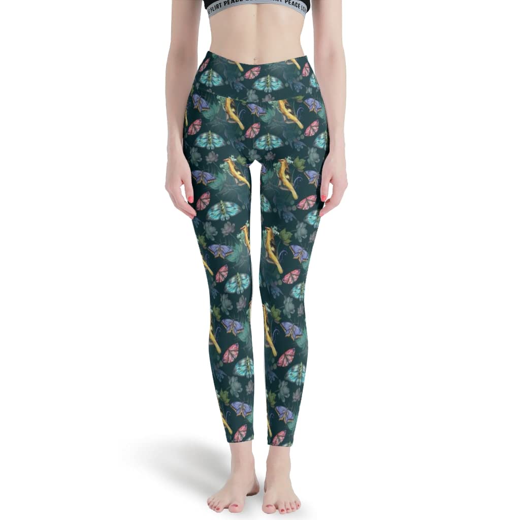 High Waist Yoga Pants for Women - Tummy Control Workout Leggings with Bird Print | Running, Gym & Lounge Wear