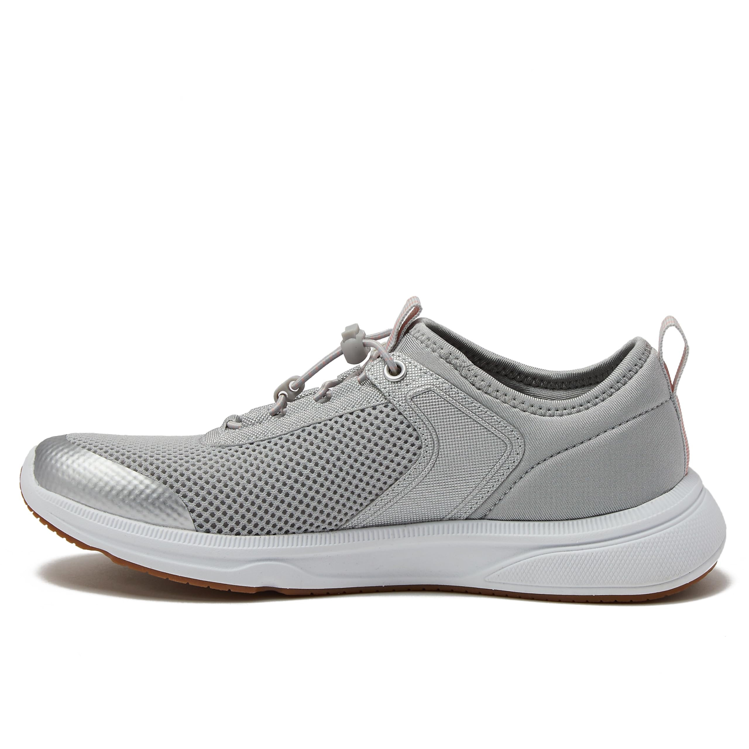 **Lands' End Women's Quick-Dry Slip-On Water Sneakers - Lightweight Mesh Sport Shoes with Drainage Holes for Beach, Pool, Kayaking & Water Sports - Black/Silver, Sizes 6-11**