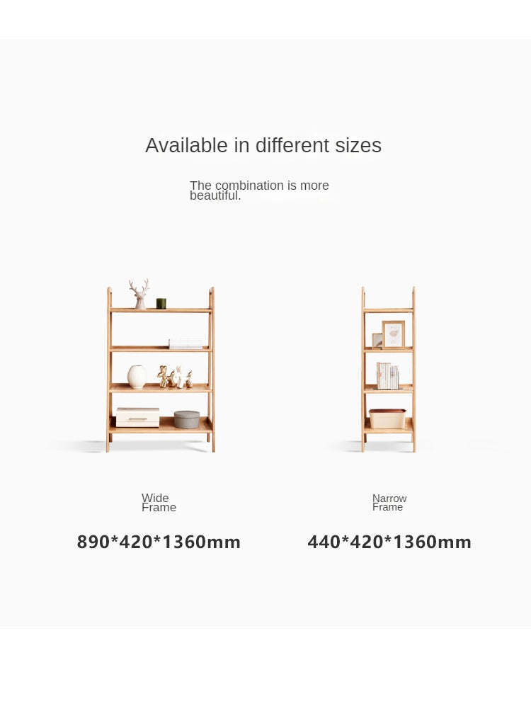 Solid Oak Wood Multi-Layer Shelf - Sturdy Bookshelf & Flower Stand for Home, Office, or Garden Storage & Display