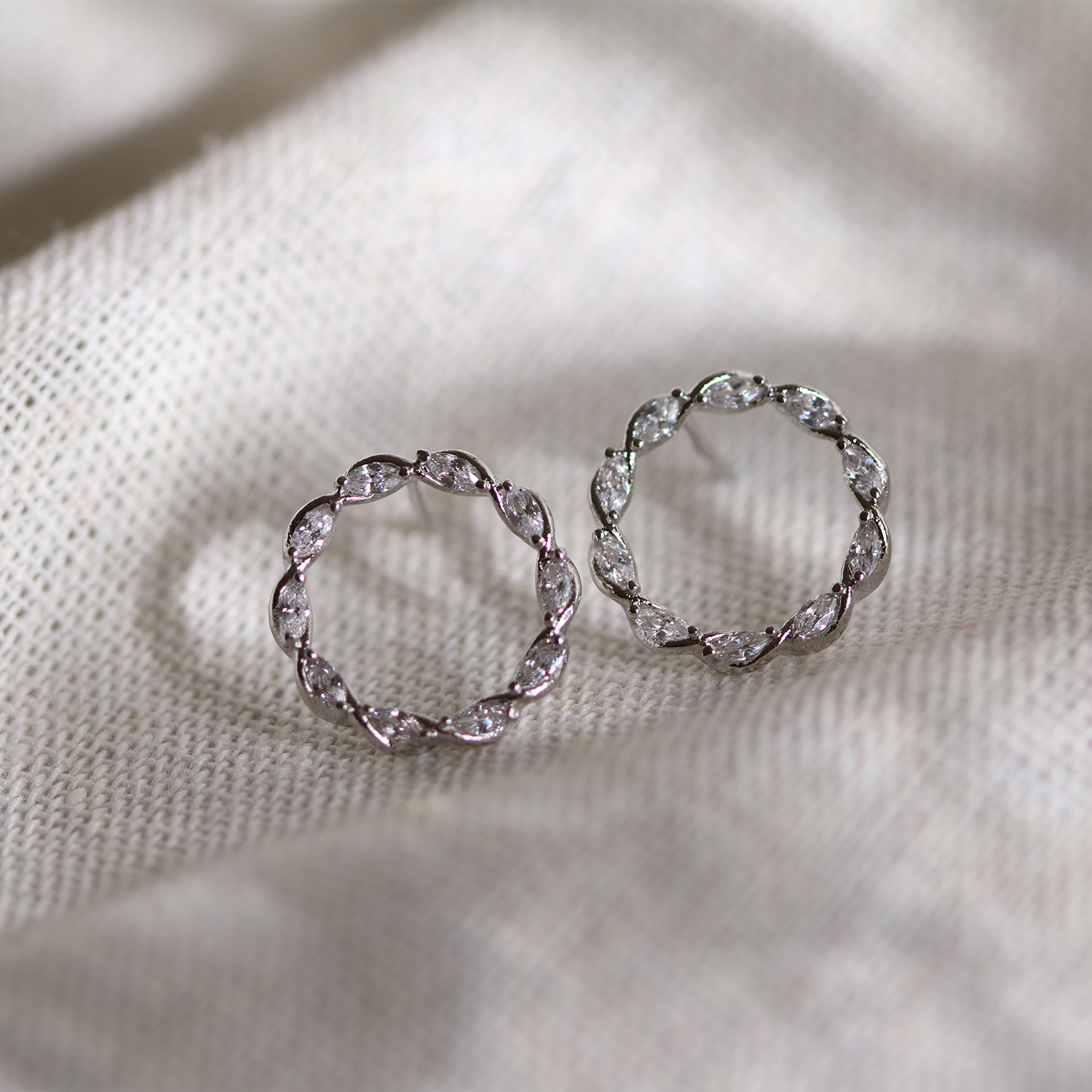 Elegant Circle Cubic Twist Earrings for Women - Hypoallergenic Stainless Steel Dangle Earrings - Perfect for Parties, Weddings & Everyday Wear