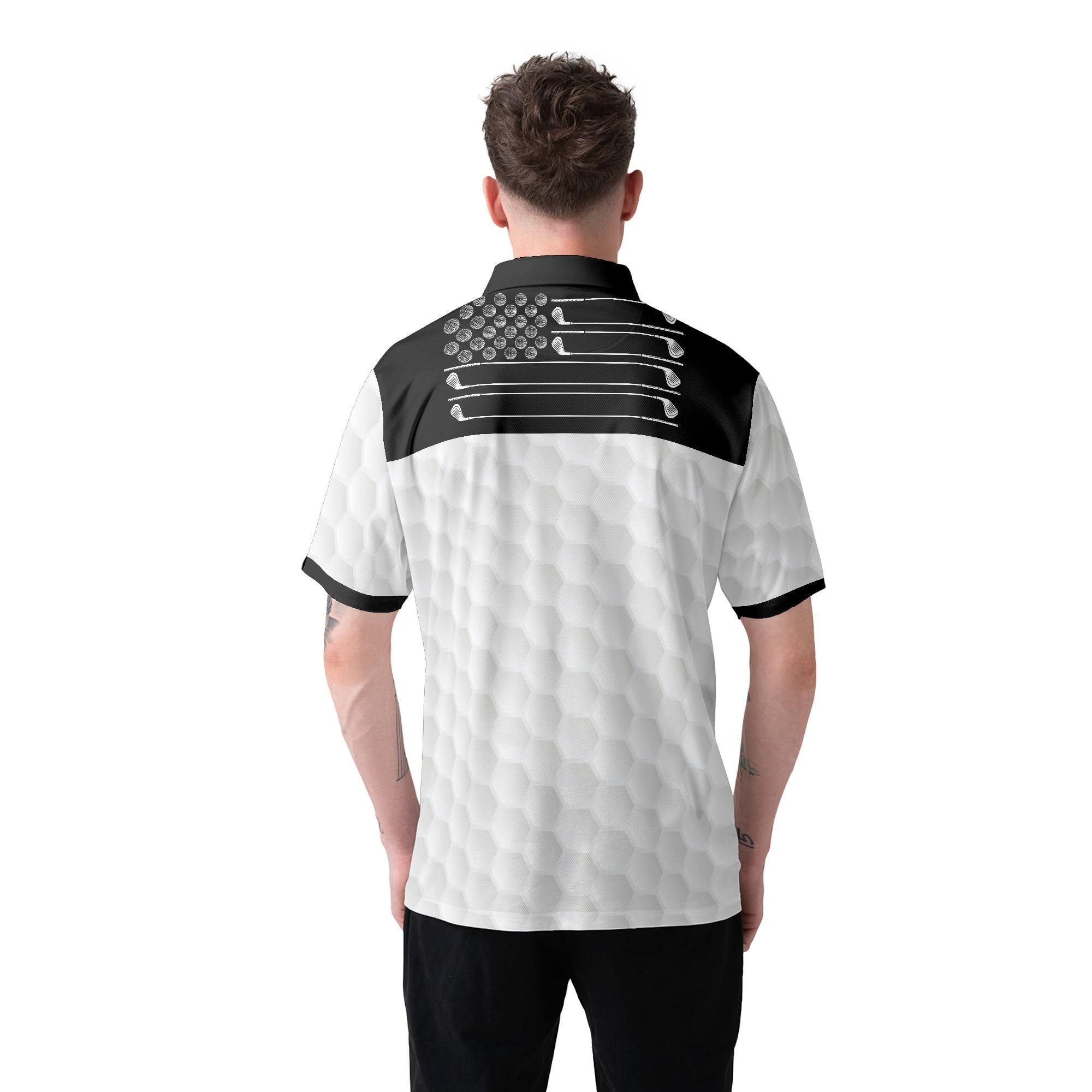 HYPERFAVOR Men's Black & White Skull Print Quick-Dry Golf Polo Shirt - Breathable Short Sleeve Performance Golf Shirt for Men - Perfect for Golfing, Casual Wear & Outdoor Activities