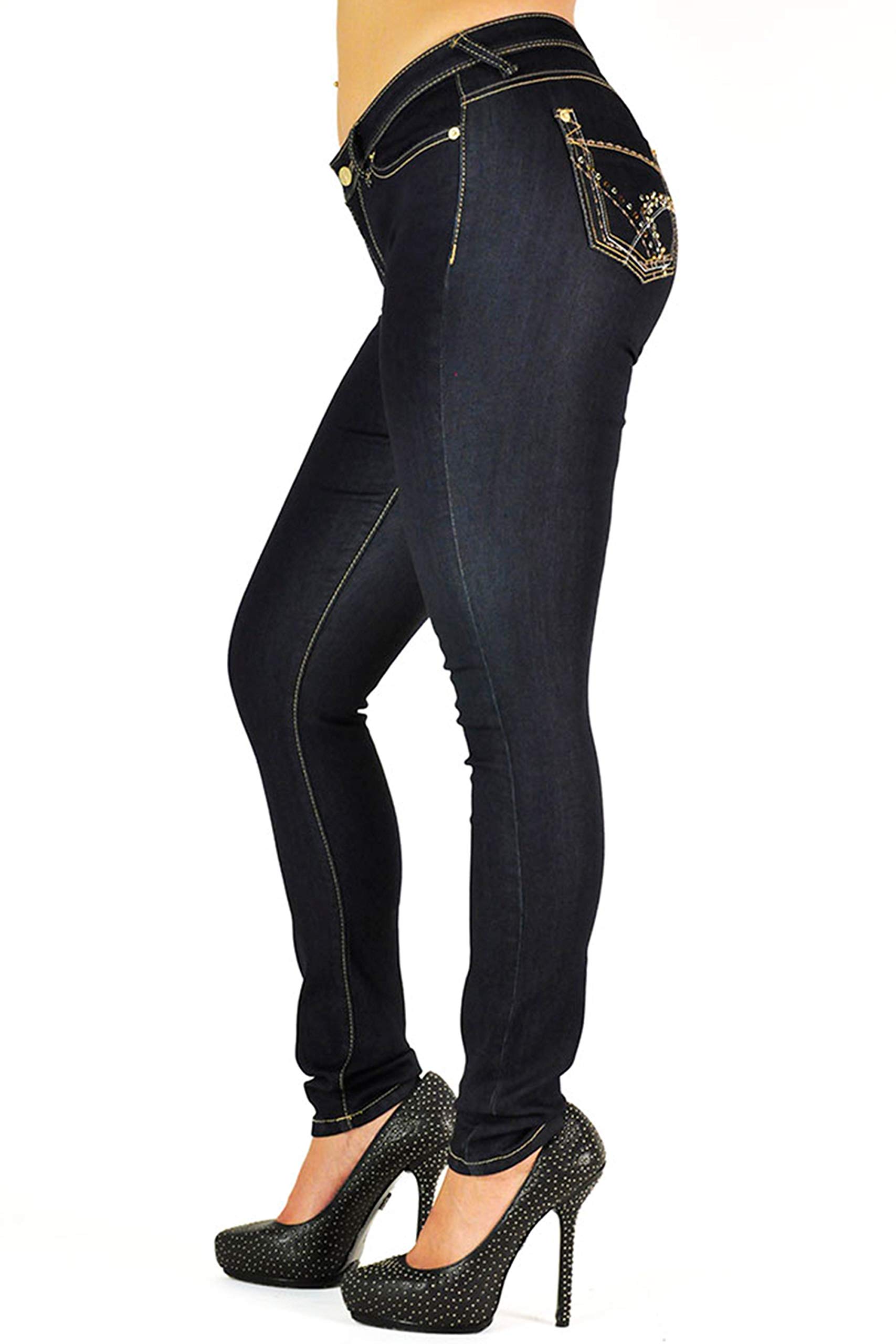 Poetic Justice Women's Curvy Fit Stretch Denim Mid Rise Skinny Jeans - Comfortable Slimming Jeans for Plus Size Women | Perfect for Casual Wear, Date Night & Office Outfits