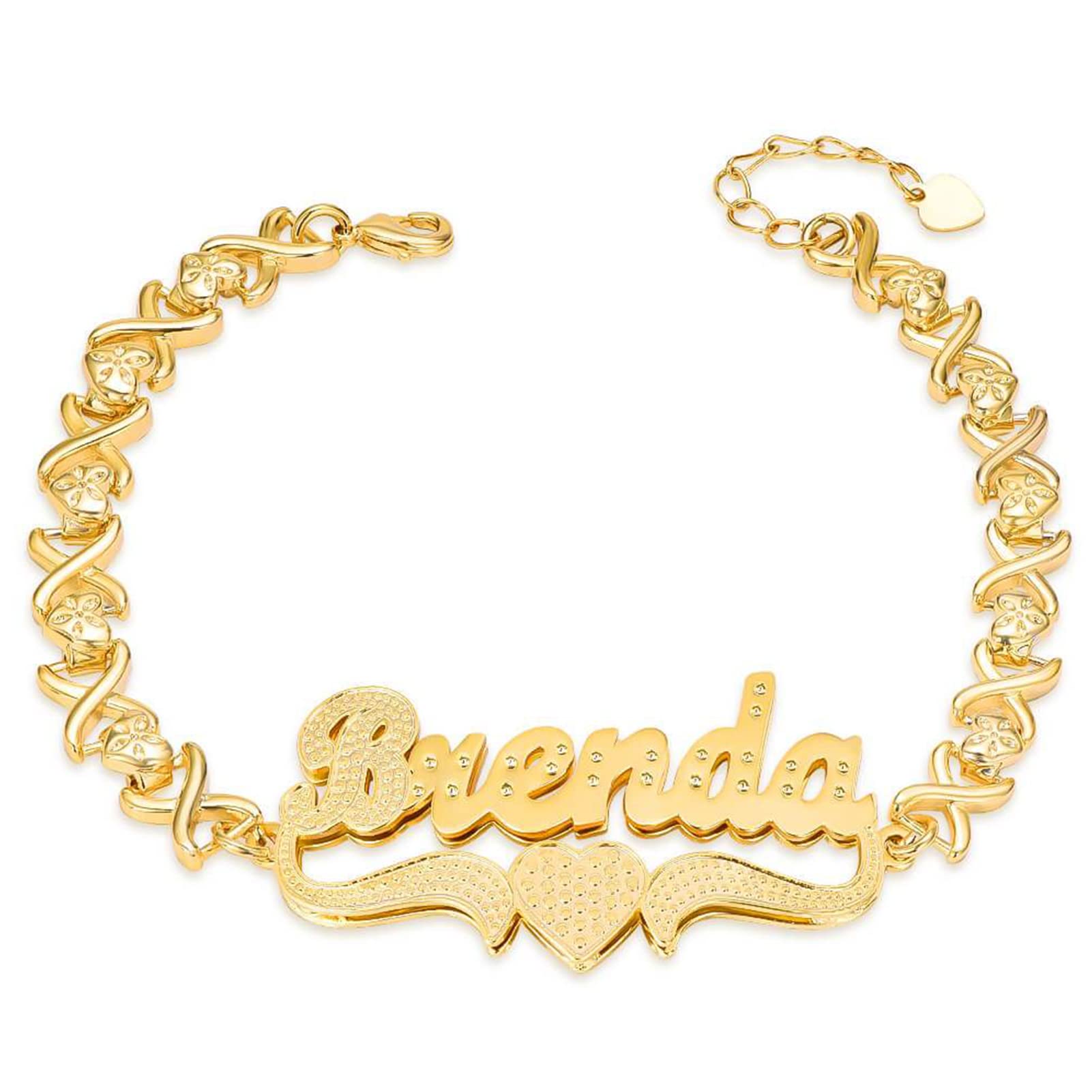 BlingSparkle Personalized Name Bracelet for Women - 18K Gold Plated Custom Charm Cuff Bracelet with Heart Nameplate - Engrave Any Words - Perfect Jewelry Gift for Teen Girls & Best Friends - Ideal for Birthdays, Anniversaries & Special Occasions