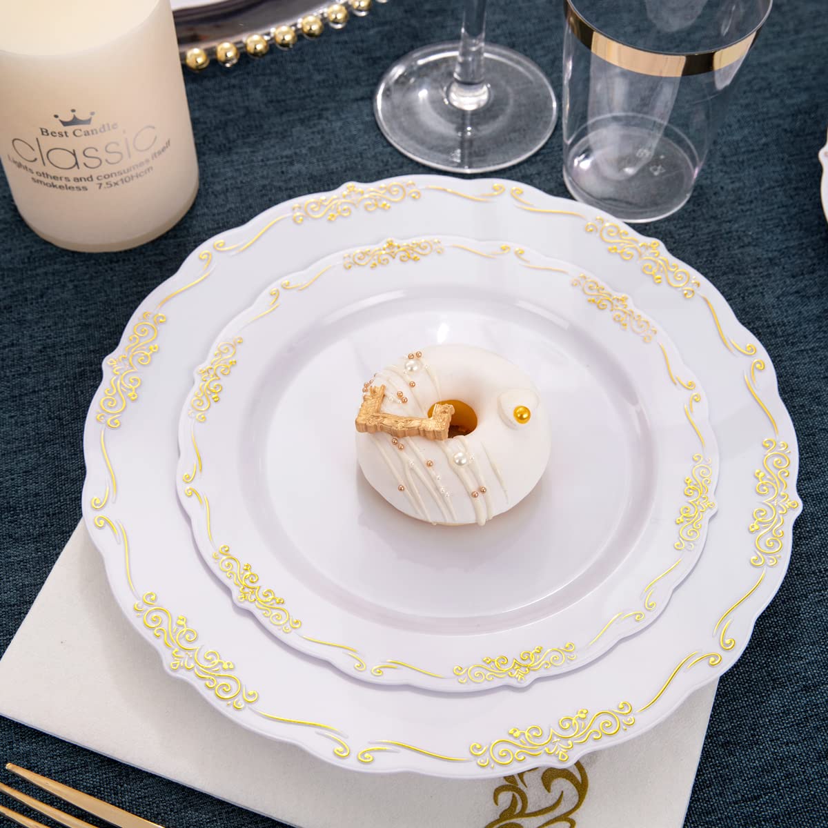 Premium 800-Piece Gold Dinnerware Set - 100pc 10.25