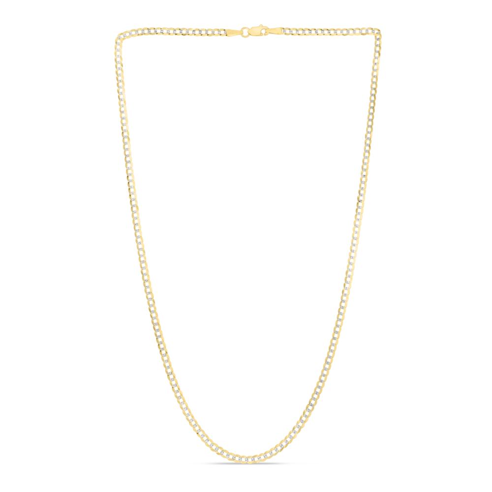 14K Gold 2.6mm White Pave Curb Chain Necklace for Women - Elegant Dainty Layering Jewelry for Everyday Wear & Special Occasions
